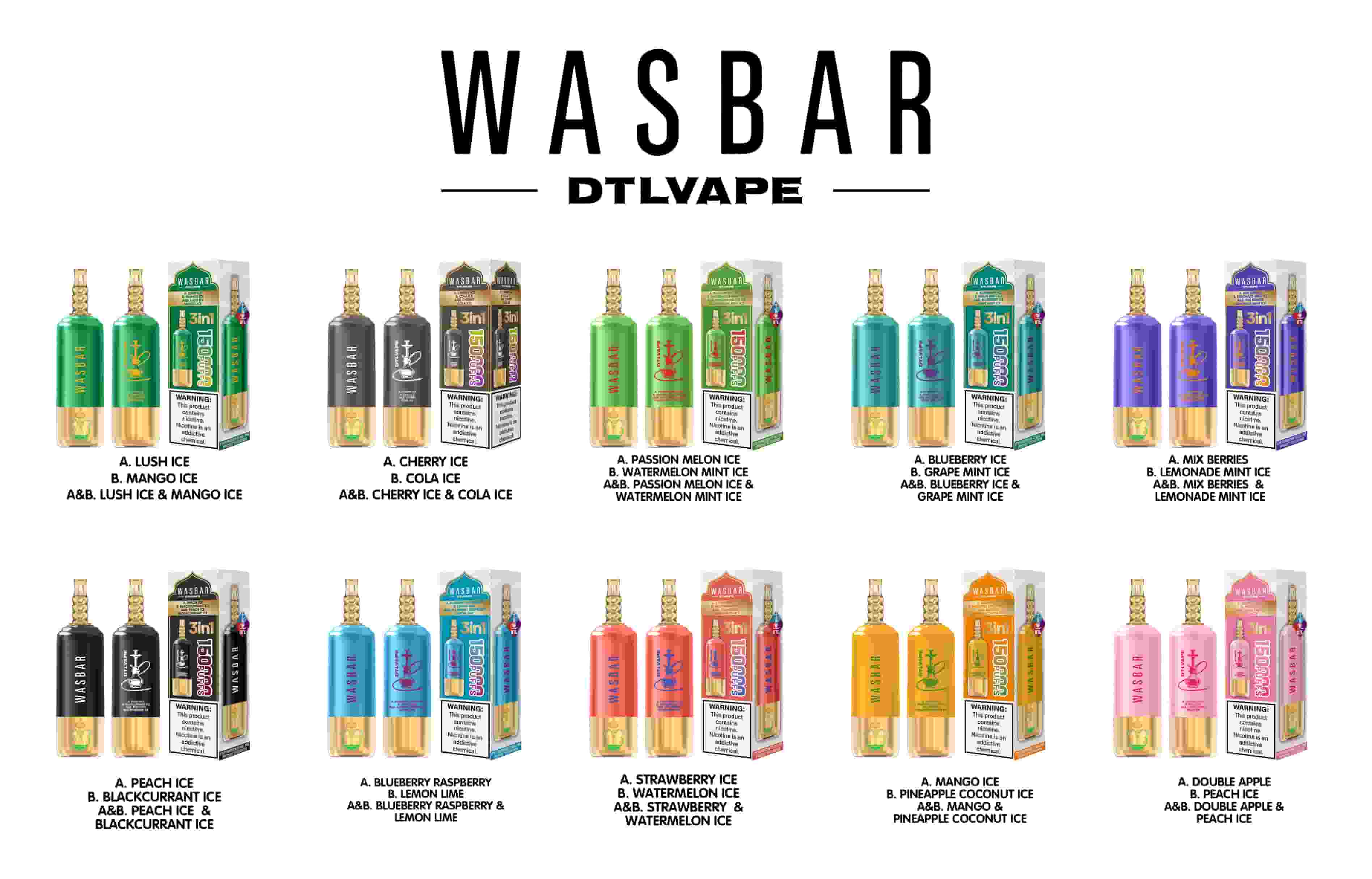 WASBAR DTL 150K 3in1 Shisha 150k Puffs