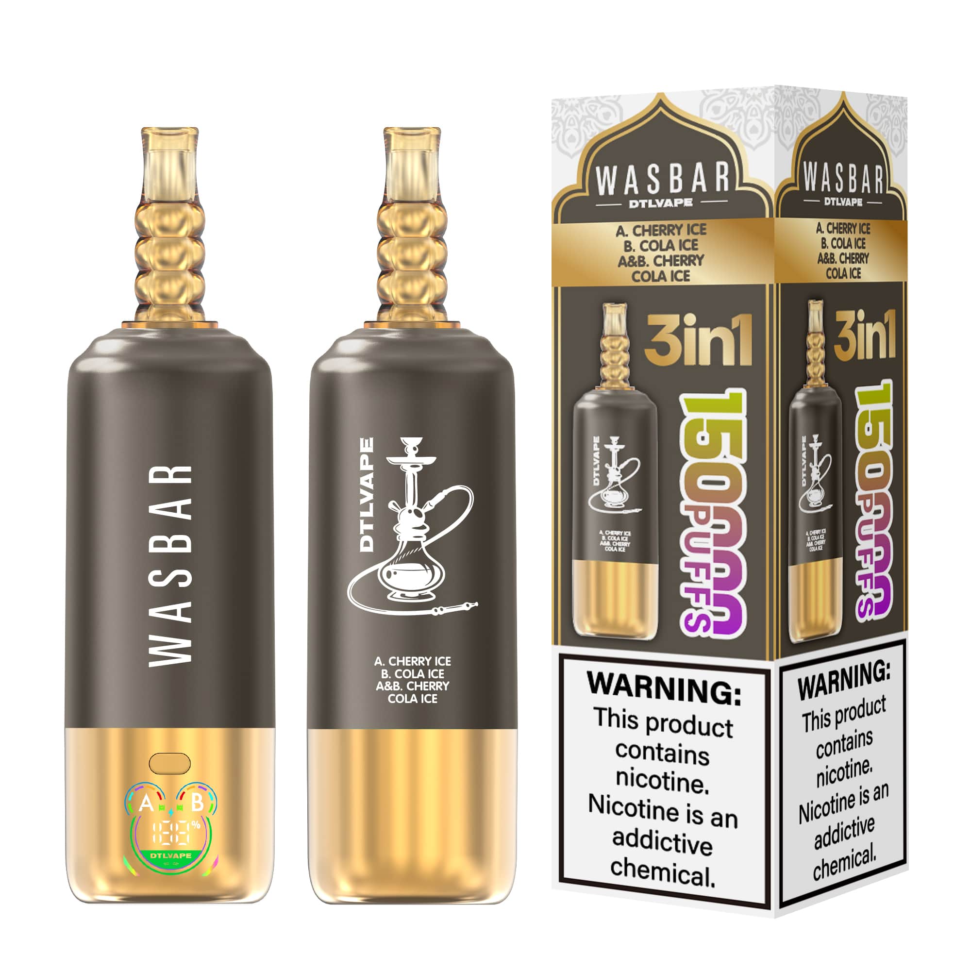 WASBAR DTL 150K 3in1 Shisha 150k Puffs
