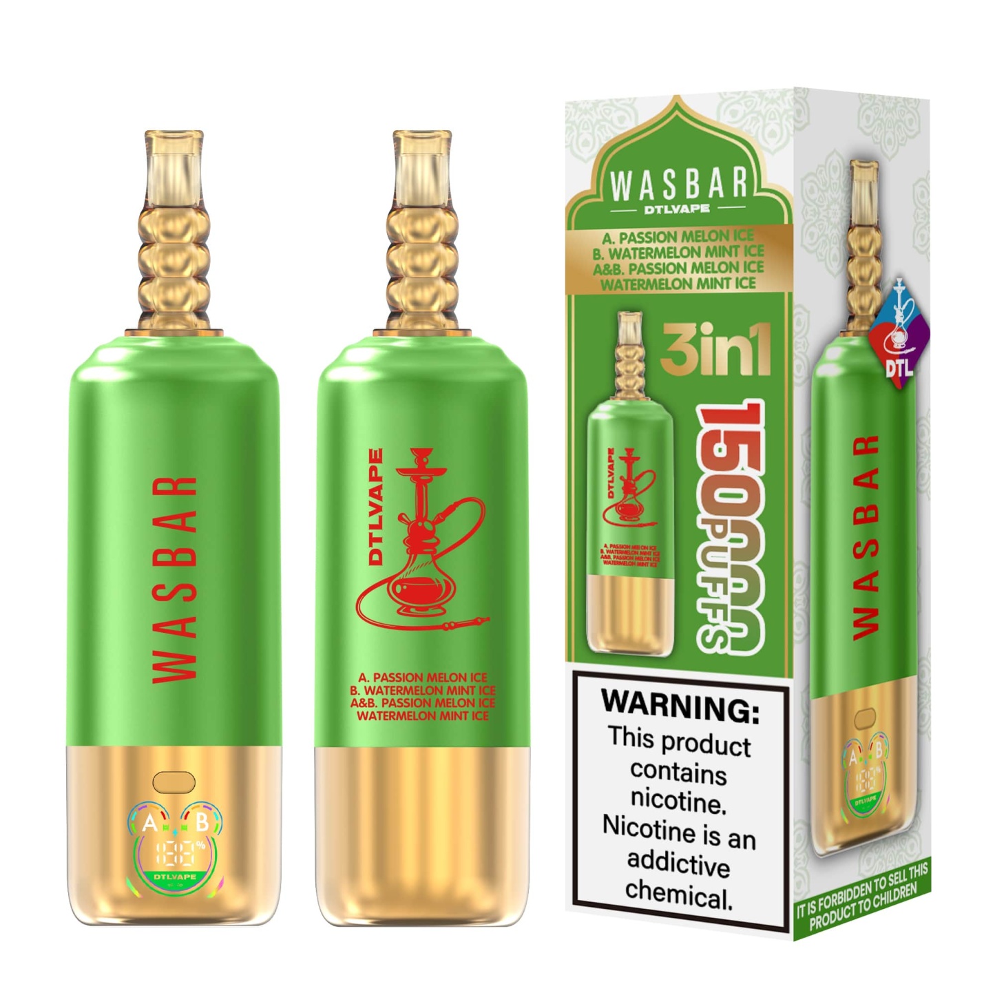 WASBAR DTL 150K 3in1 Shisha 150k Puffs