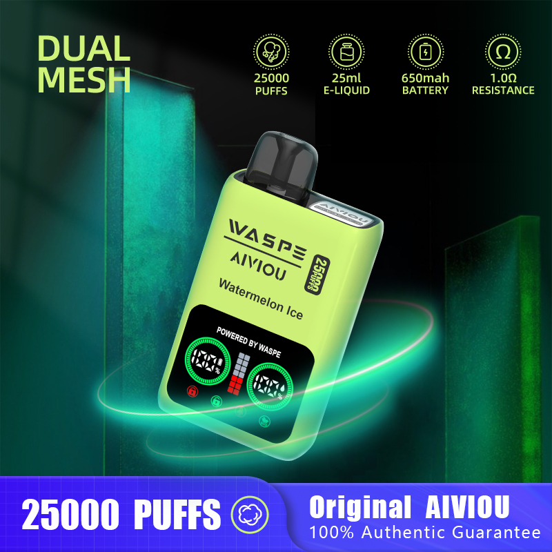 Original Disposable Vape Waspe 25K Puff Wholesale E-Cigarette Fruit Flavor LCD Display Dual Mesh