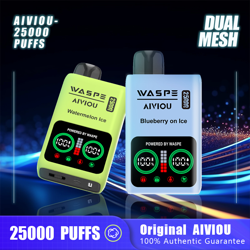 Original Disposable Vape Waspe 25K Puff Wholesale E-Cigarette Fruit Flavor LCD Display Dual Mesh