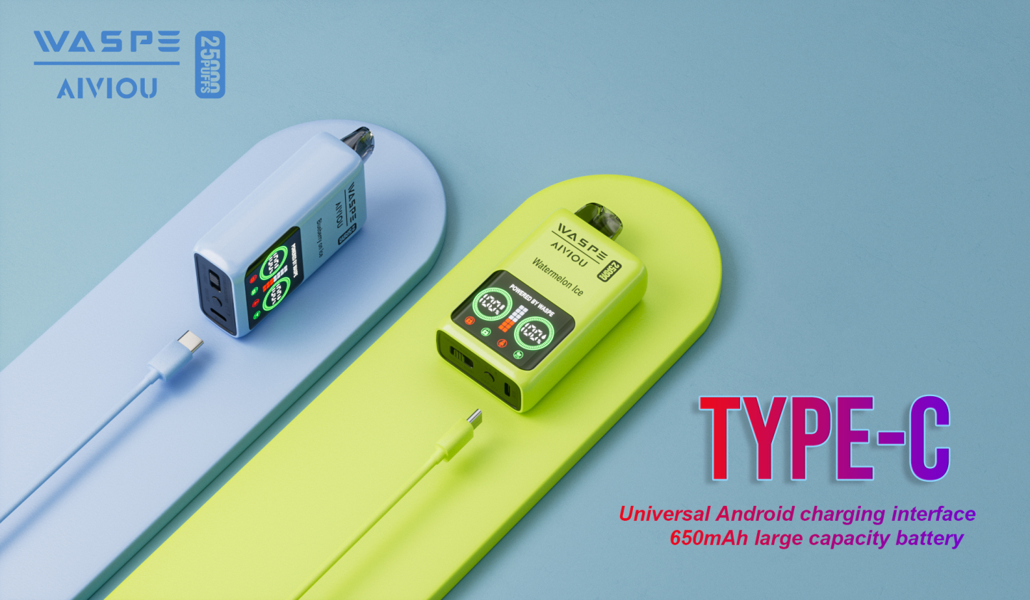 Original Disposable Vape Waspe 25K Puff Wholesale E-Cigarette Fruit Flavor LCD Display Dual Mesh