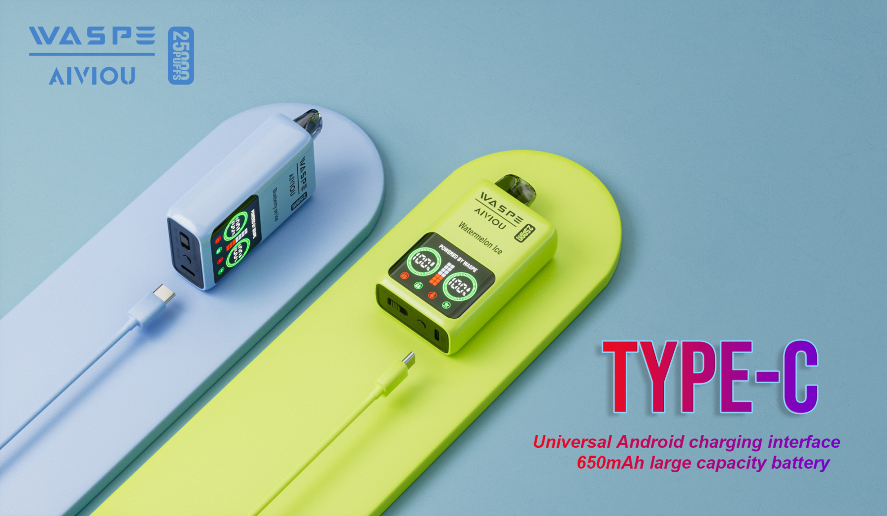 Original Disposable Vape Waspe 25K Puff Wholesale E-Cigarette Fruit Flavor LCD Display Dual Mesh