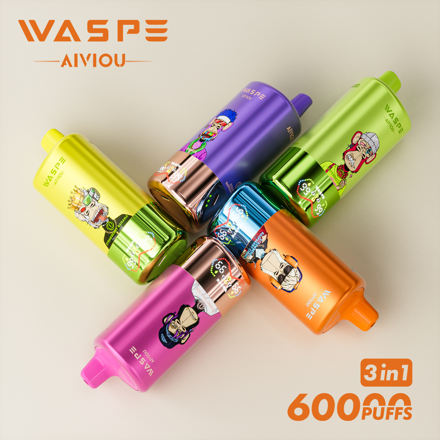 Wholesale Disposable Vape Waspe 60000 60K Puffs Vaper Box Vap Solo Vape Electronic Cigarette EU Europe Germany Spain