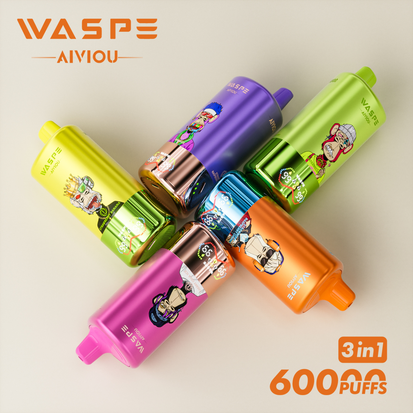 Wholesale Disposable Vape Waspe 60000 60K Puffs Vaper Box Vap Solo Vape Electronic Cigarette EU Europe Germany Spain