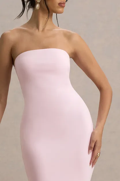 Pink Bandeau Fishtail Maxi Dress