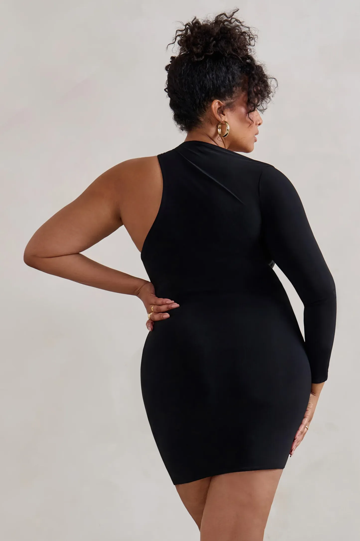 Black One Shoulder Bodycon Mini Dress