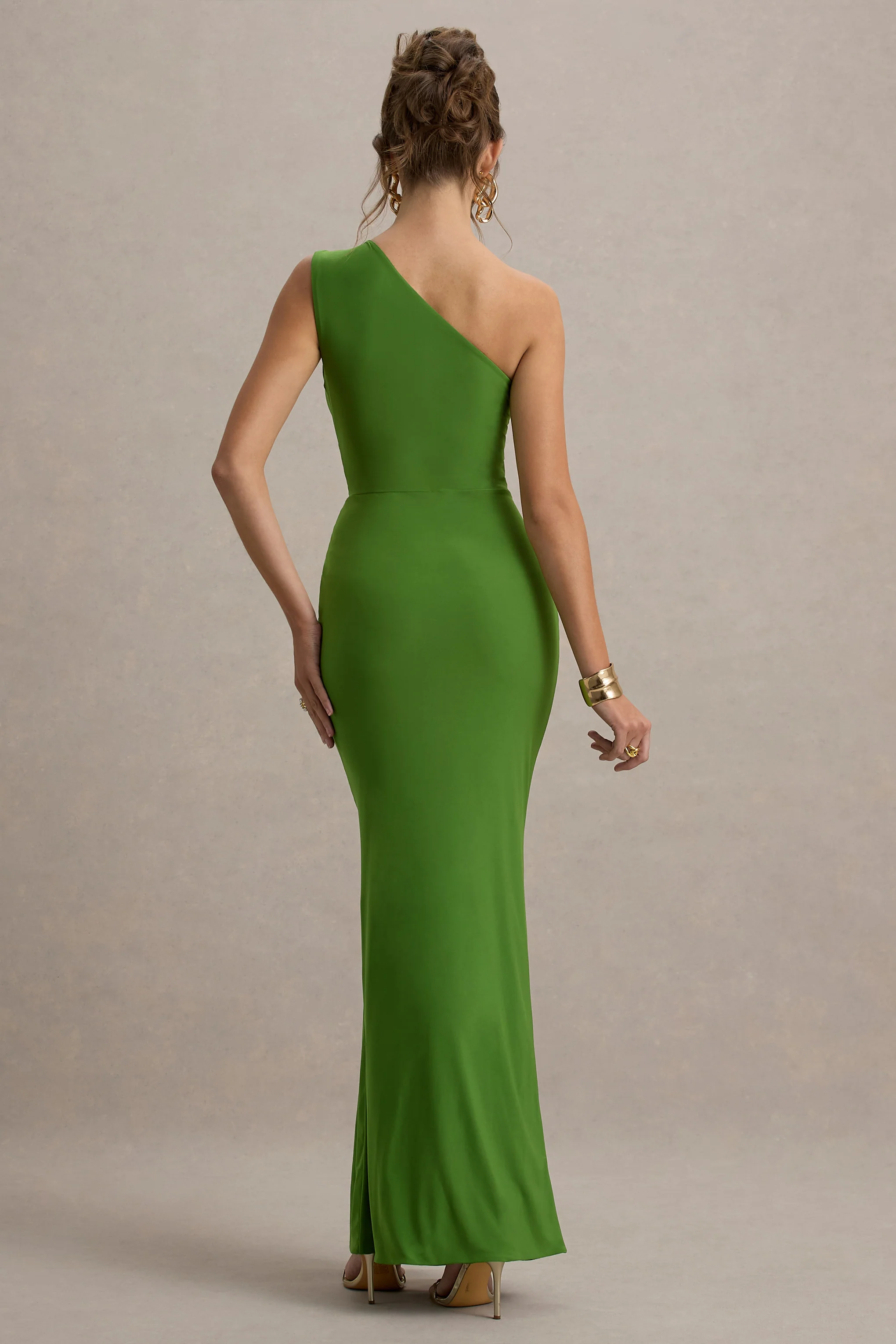 Green Asymmetric Wrap Maxi Dress