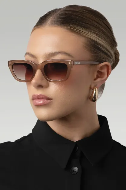 Otra Brown Slim Rounded Cat Eye Sunglasses