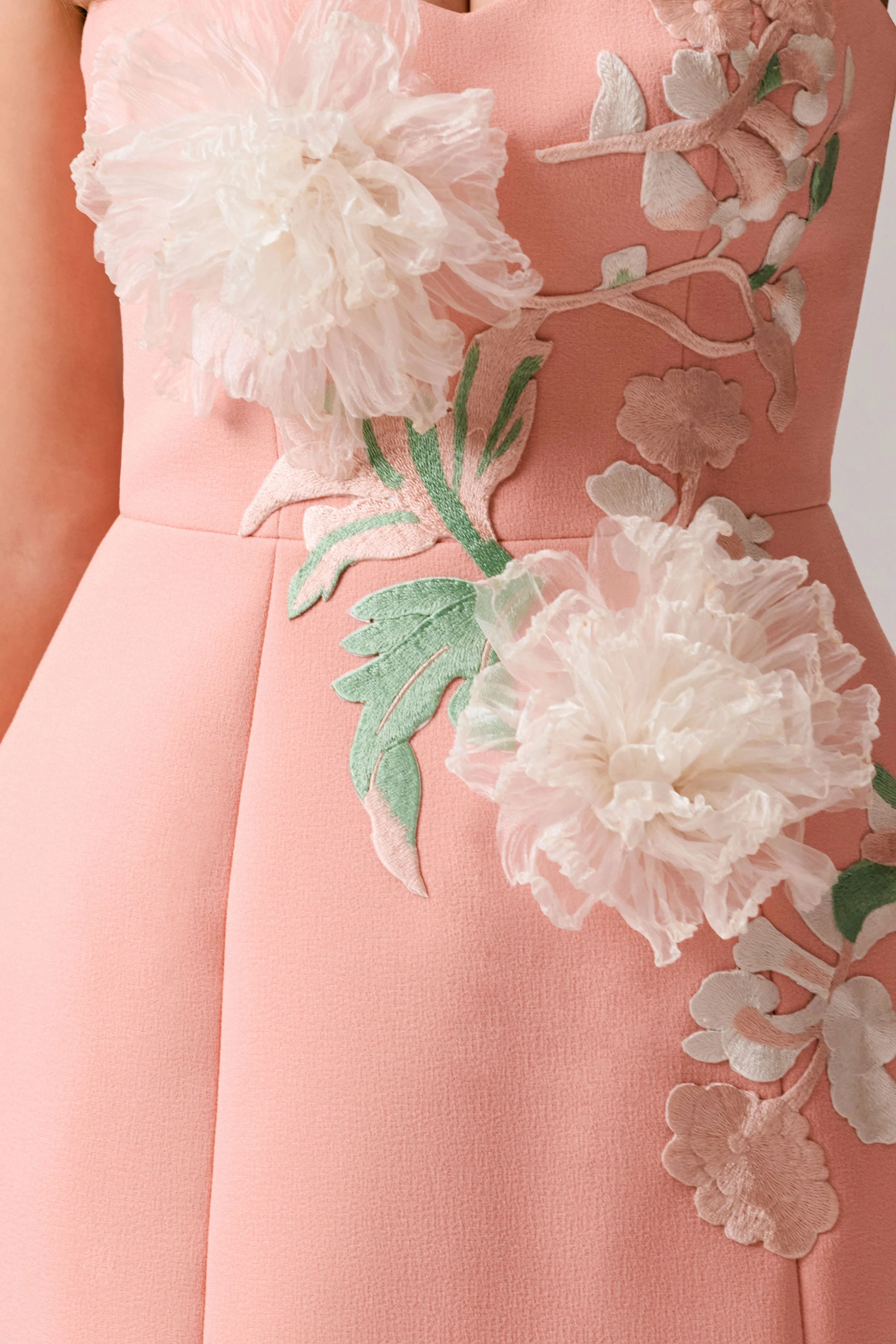 Coral Sweetheart Embroidered Mini Dress