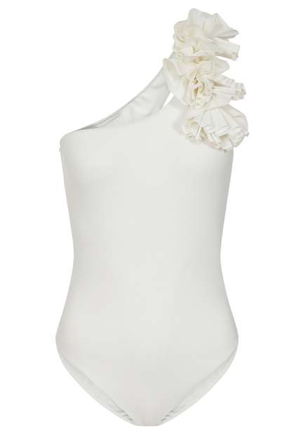 Octavias White One-Shoulder Floral Swimsuit-Babyboo Dress Store. All Rights Reserved.
