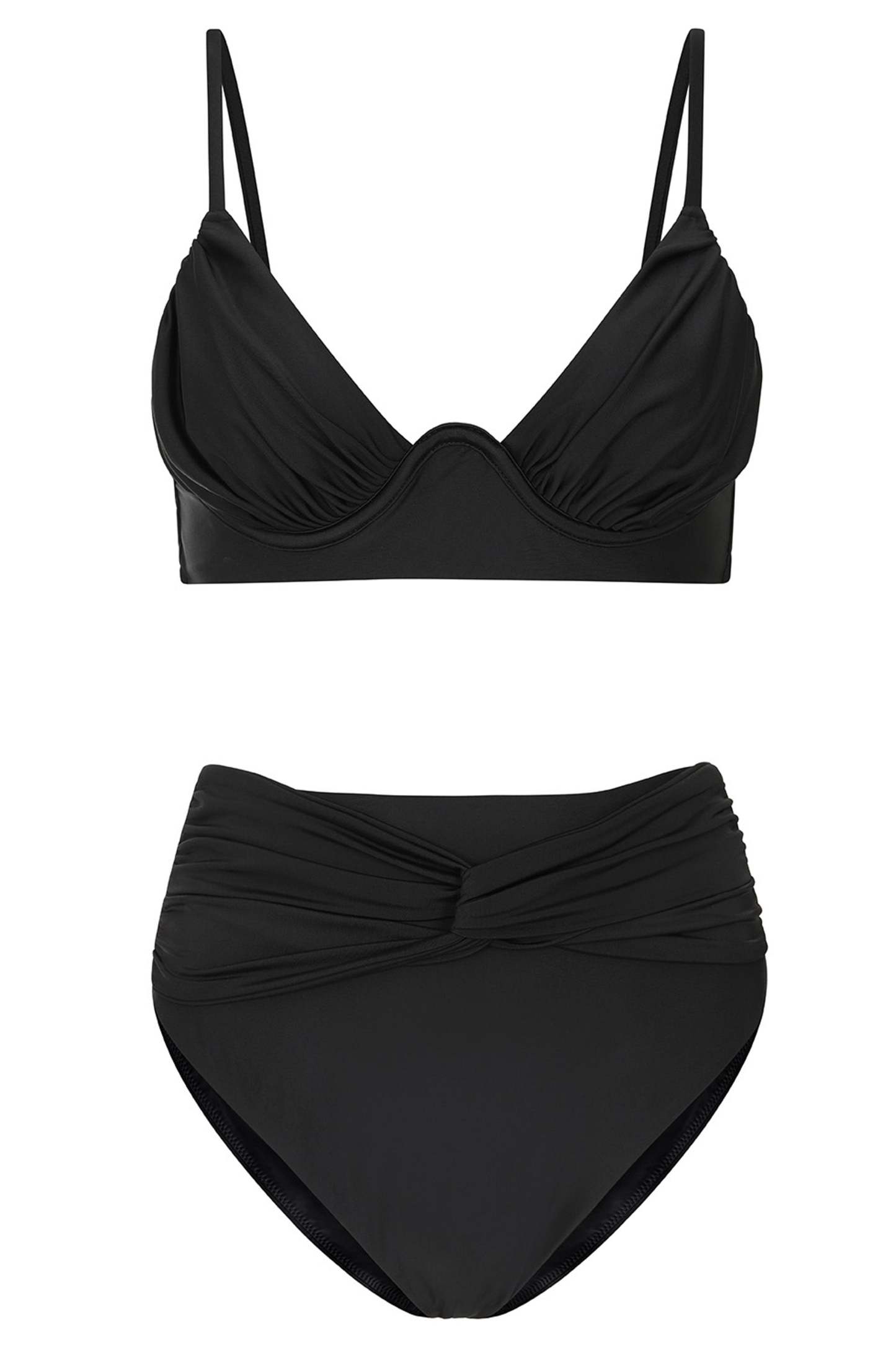 Opal Black Ruched Bikini Top-Babyboo Dress Store. All Rights Reserved.