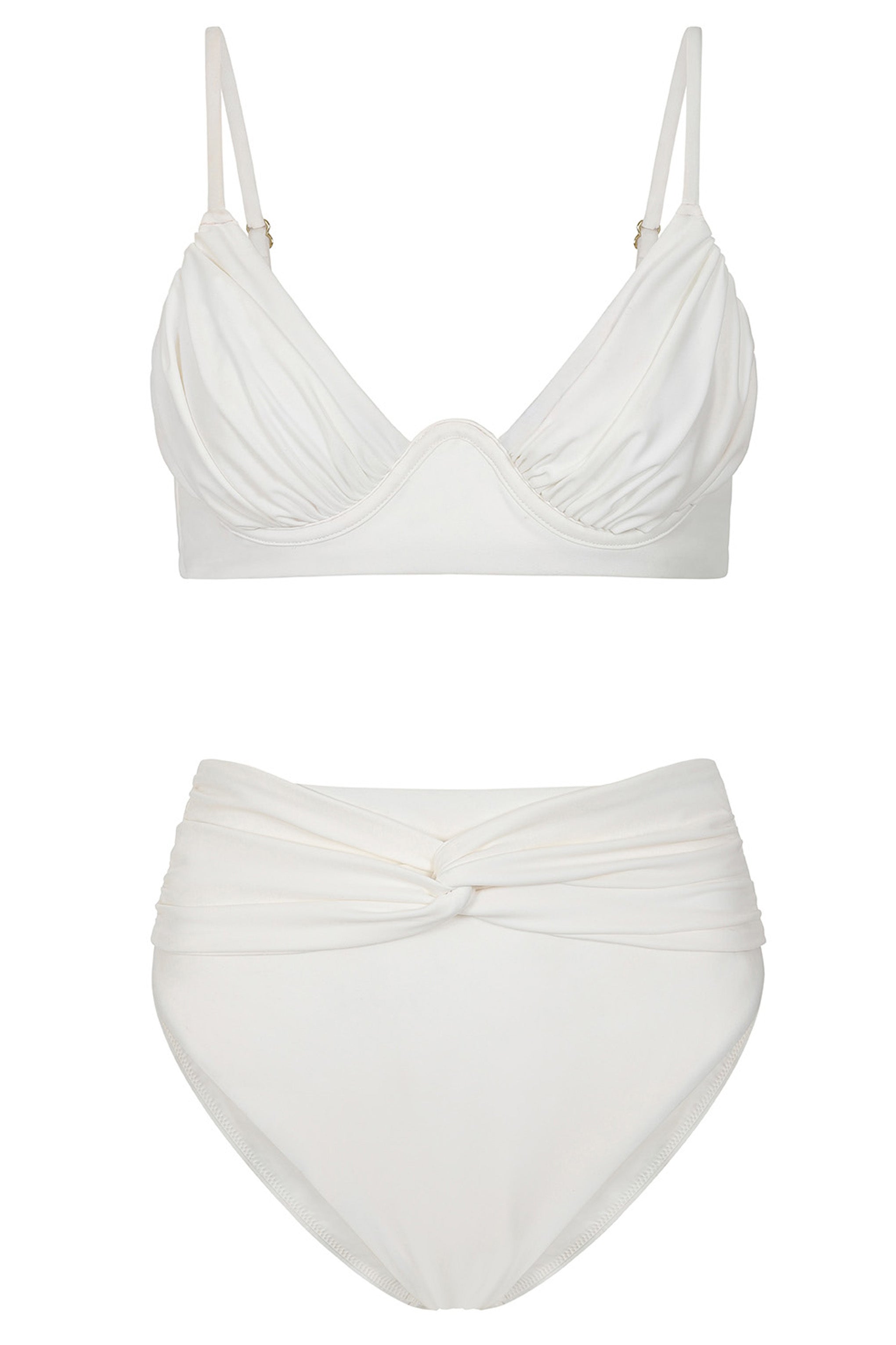 Opal White Ruched Bikini Top-Babyboo Dress Store. All Rights Reserved.