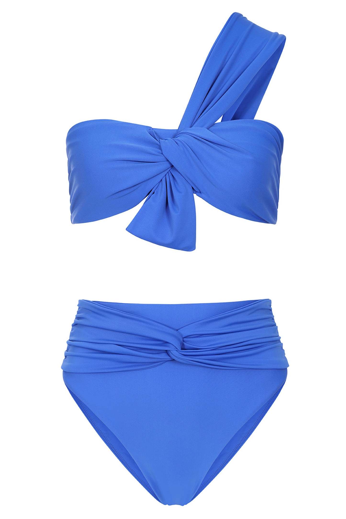 Bowline Blue One Shoulder Knotted Bikini Top-Babyboo Dress Store. All Rights Reserved.
