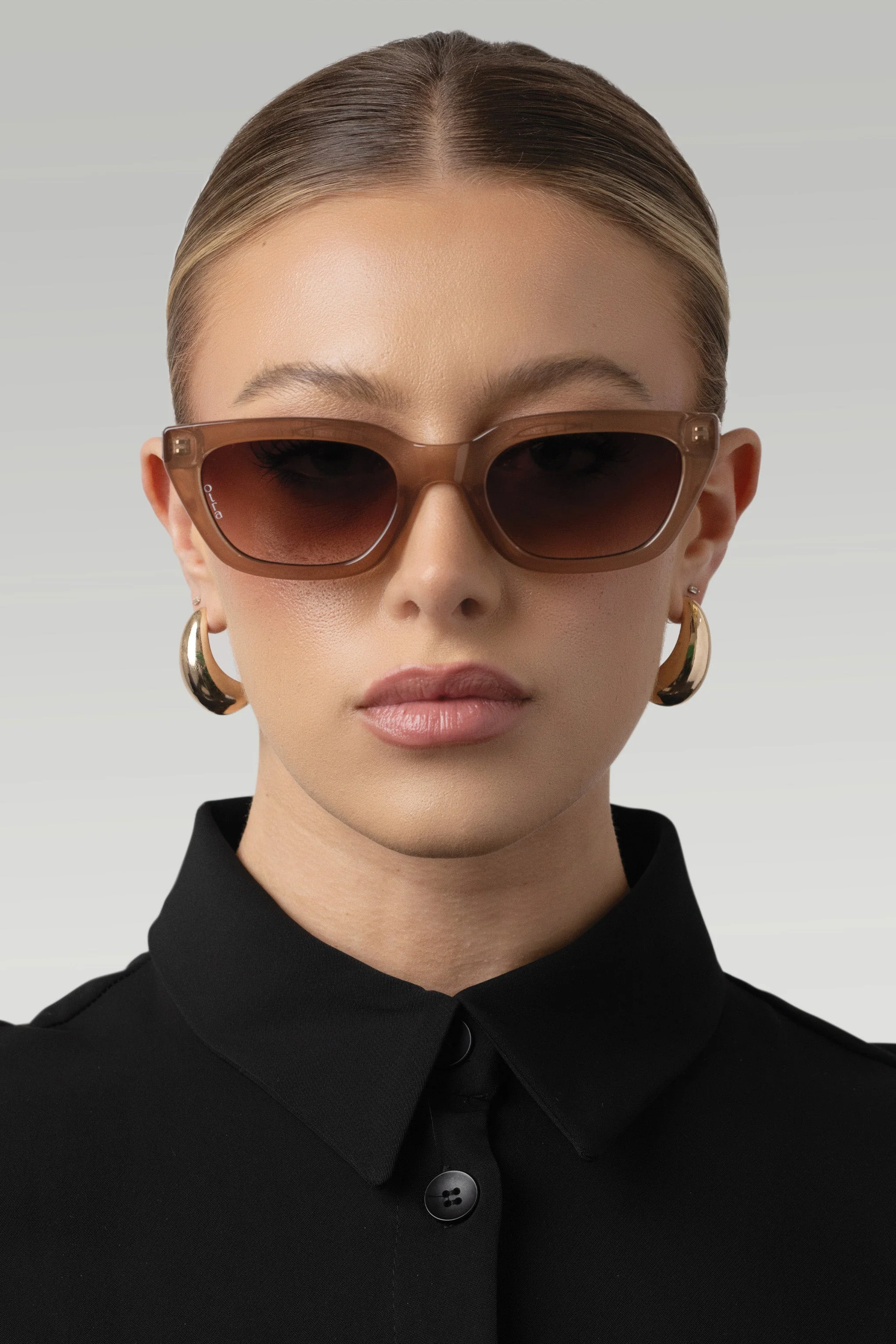 Otra Brown Slim Rounded Cat Eye Sunglasses