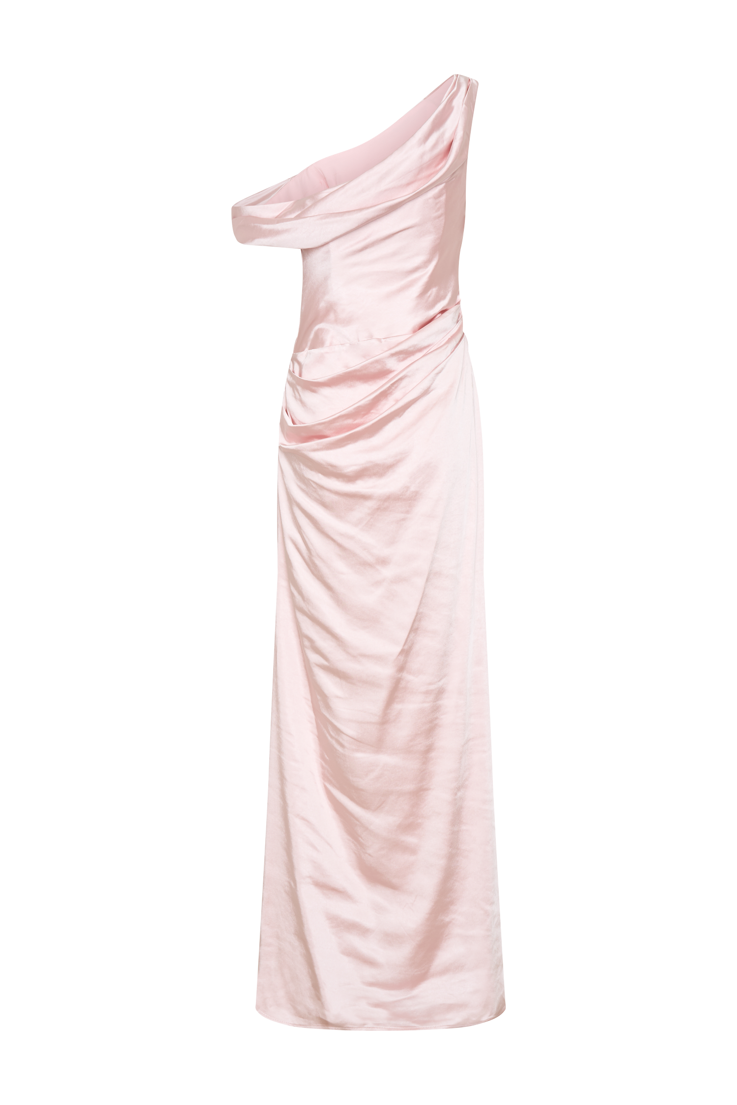 Dalia Off Shoulder Satin Maxi Dress - Soft Pink
