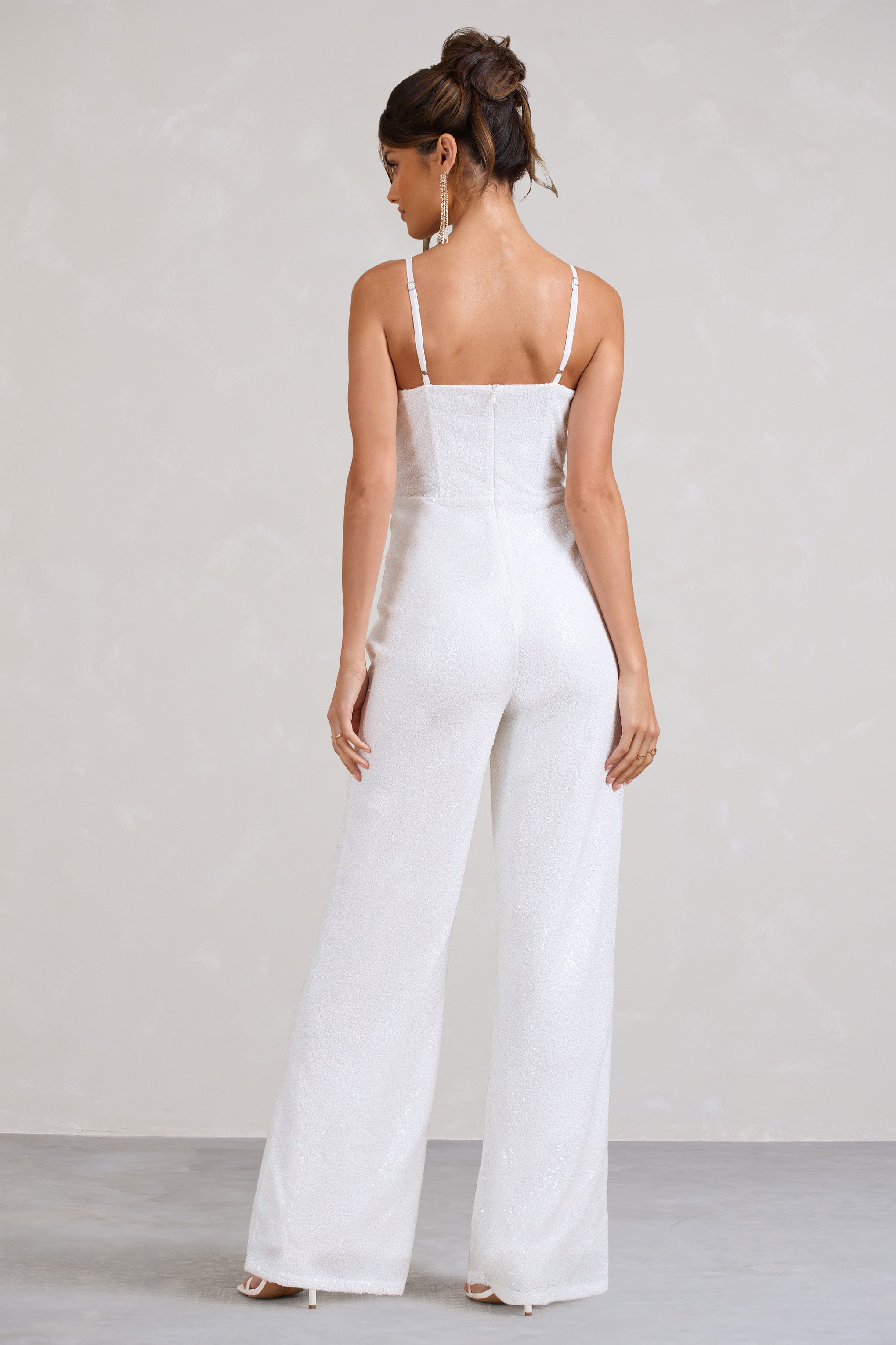 Dandelion White Strappy Corset Sequin Jumpsuit-Babyboo Dress Store. All Rights Reserved.