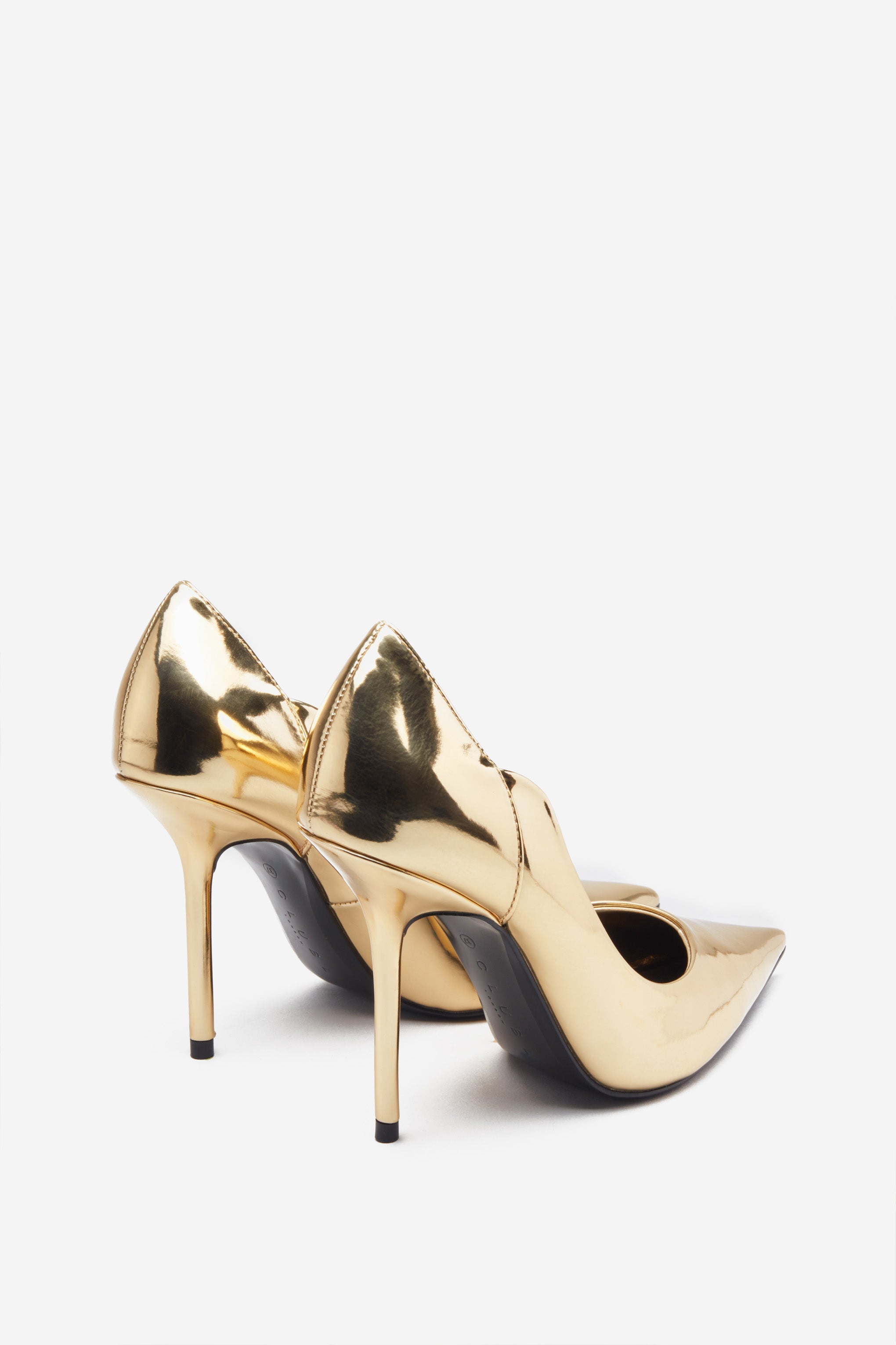 Blade Gold Metallic Court Heels With Scallop Edge