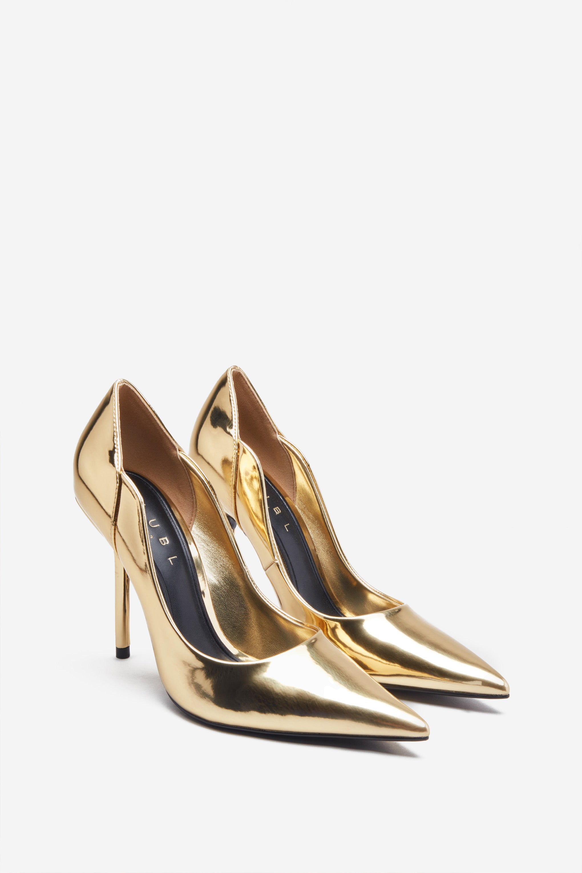 Blade Gold Metallic Court Heels With Scallop Edge
