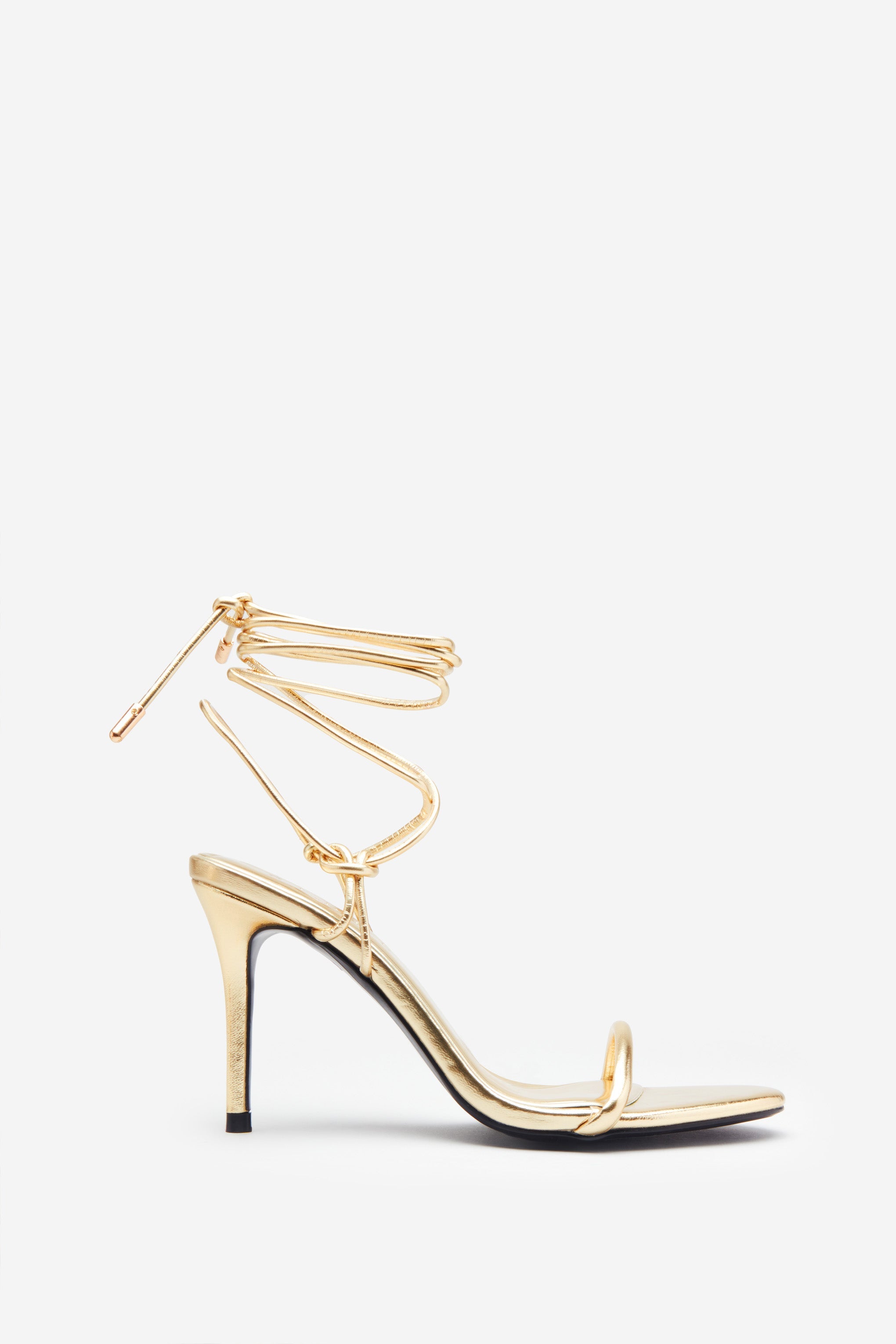 Crossed Wires Gold Metallic Lace-Up Heeled Sandals-Babyboo Dress Store. All Rights Reserved.