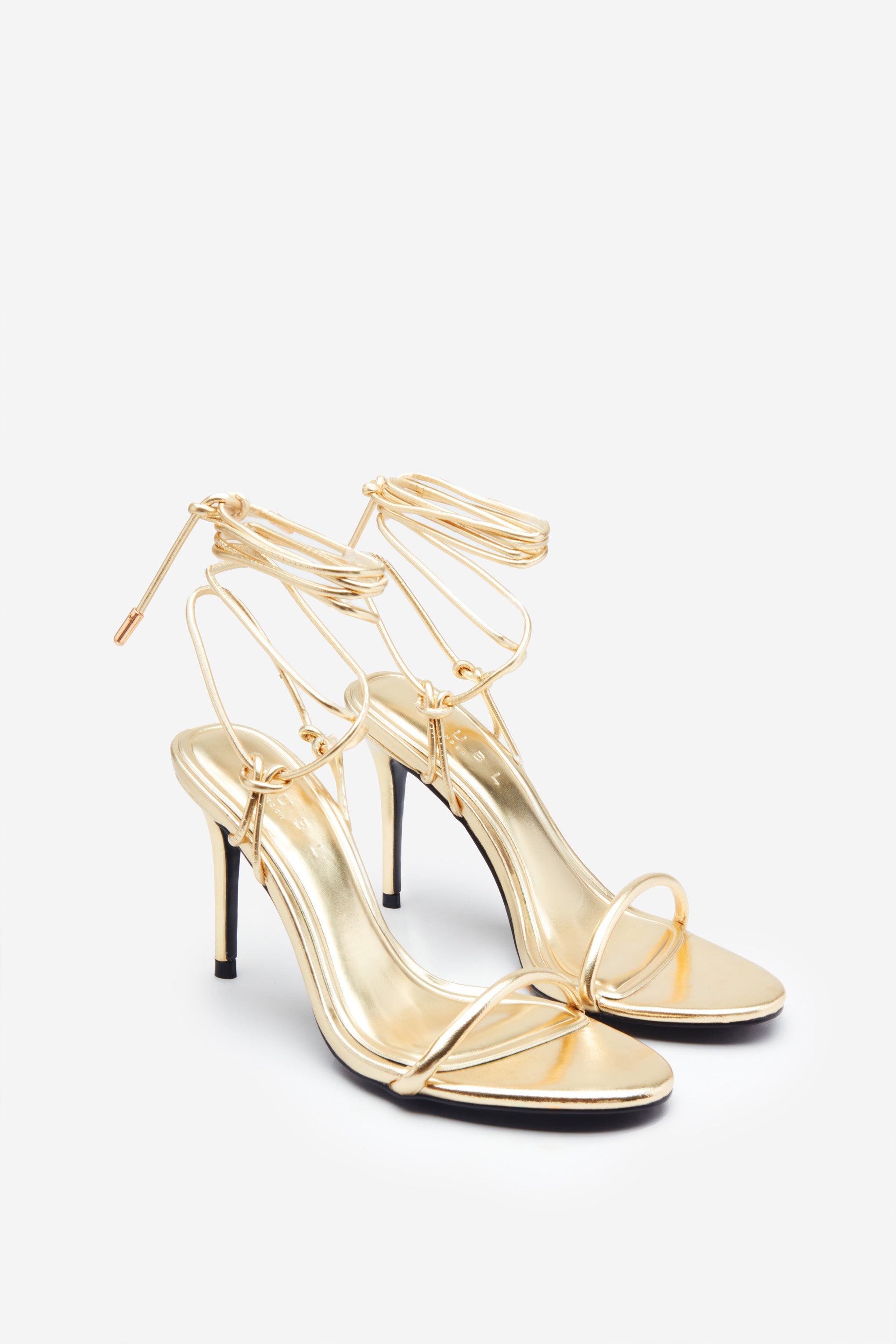 Crossed Wires Gold Metallic Lace-Up Heeled Sandals-Babyboo Dress Store. All Rights Reserved.