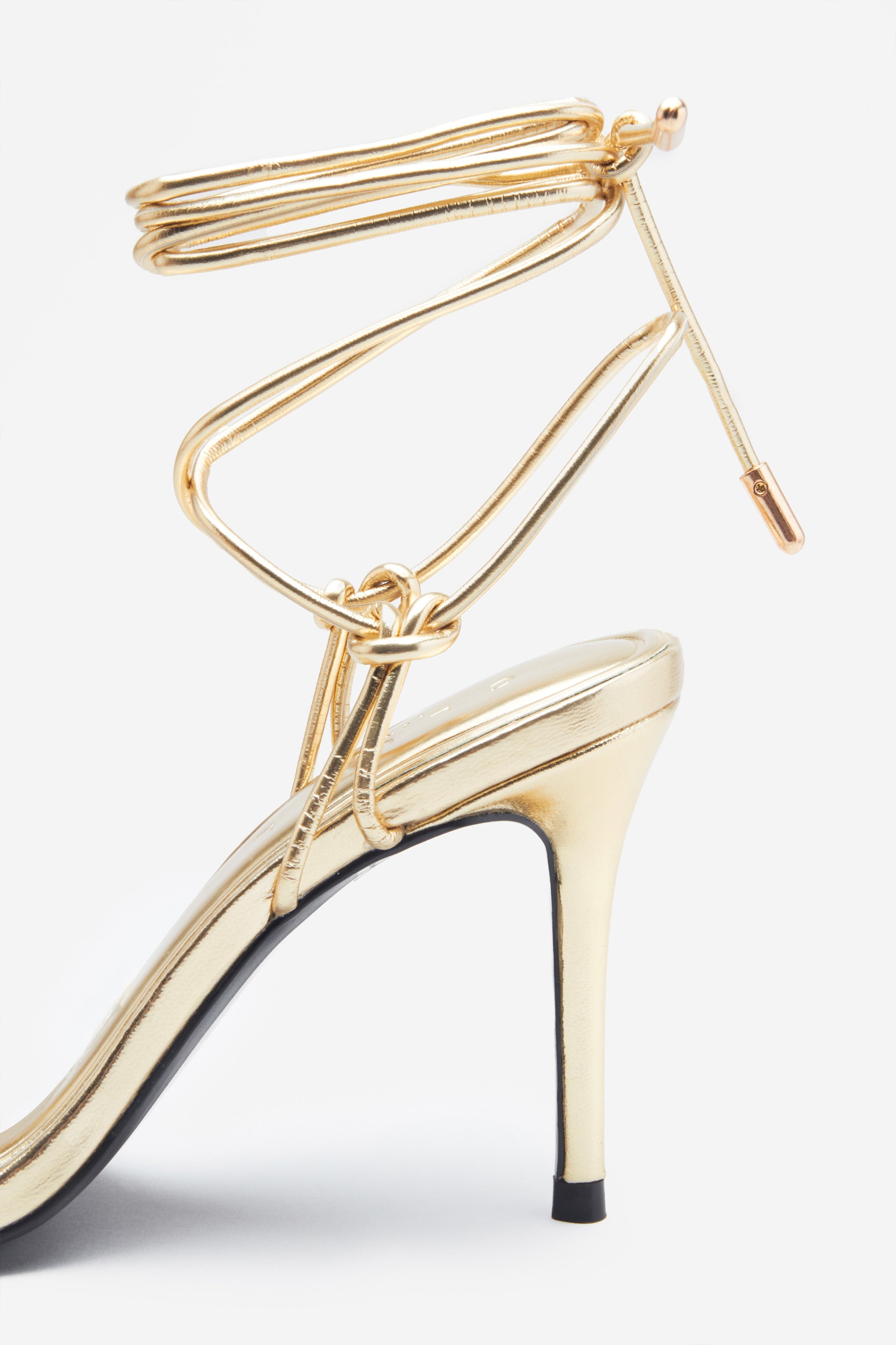 Crossed Wires Gold Metallic Lace-Up Heeled Sandals-Babyboo Dress Store. All Rights Reserved.