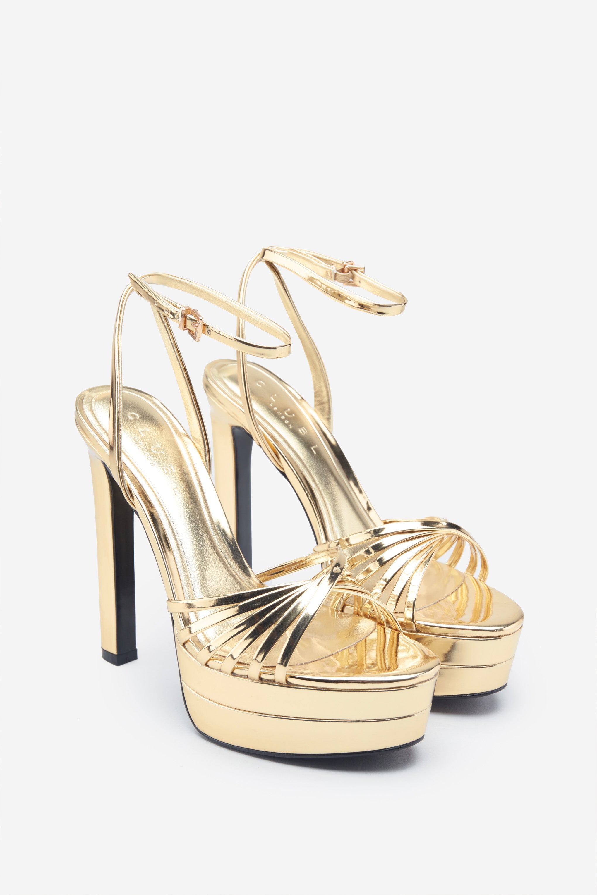 Mirror Mirror Gold Mirror Strappy Heeled Platform Sandals-Babyboo Dress Store. All Rights Reserved.