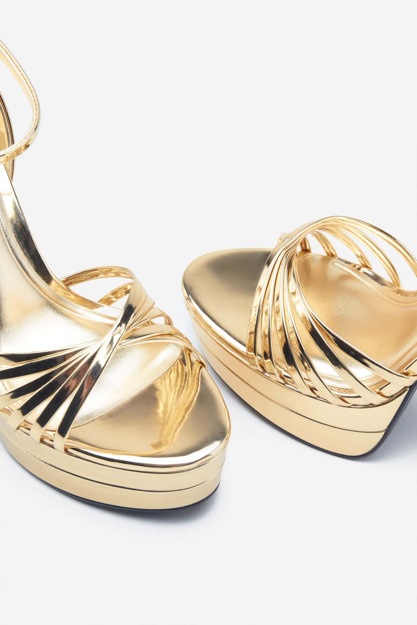 Mirror Mirror Gold Mirror Strappy Heeled Platform Sandals-Babyboo Dress Store. All Rights Reserved.