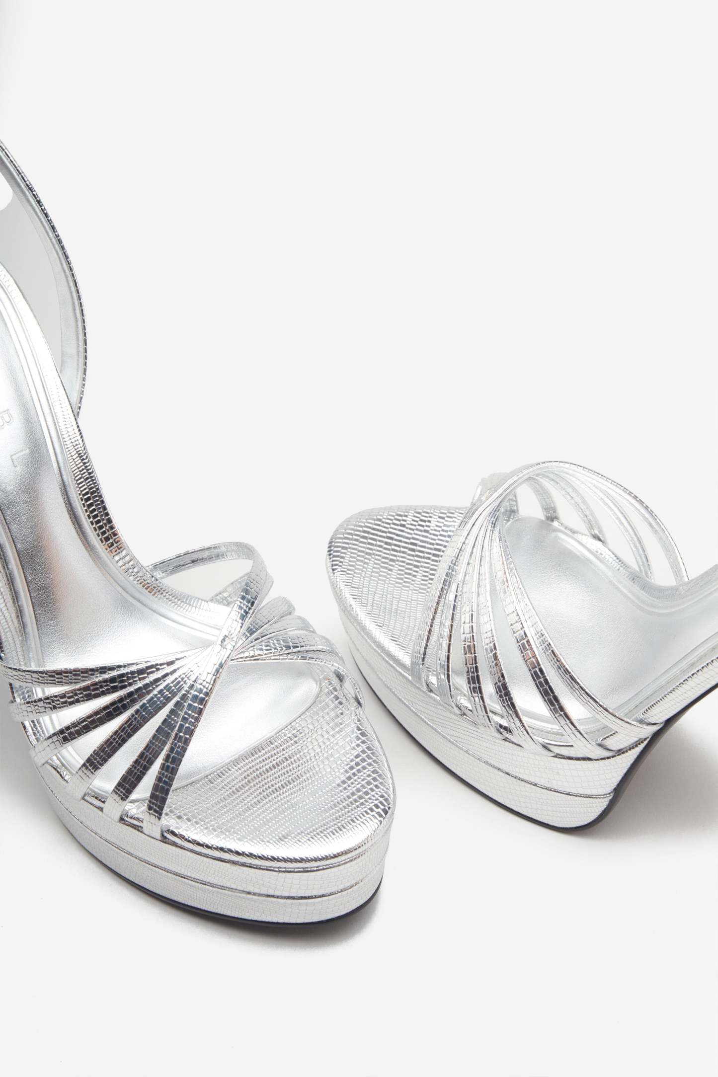 Mirror Mirror Silver Snakeskin Strappy Heeled Platform Sandals-Babyboo Dress Store. All Rights Reserved.