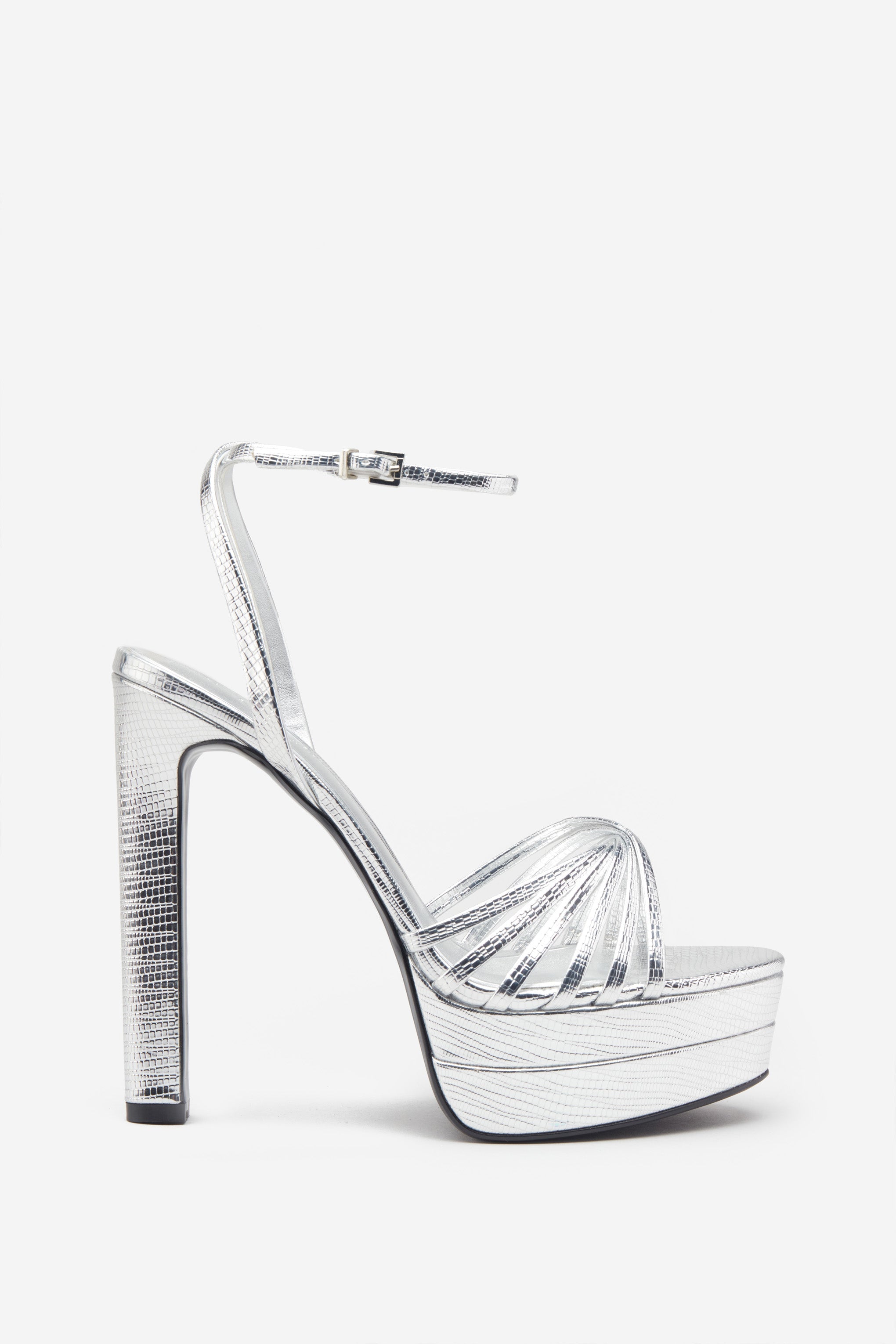 Mirror Mirror Silver Snakeskin Strappy Heeled Platform Sandals-Babyboo Dress Store. All Rights Reserved.