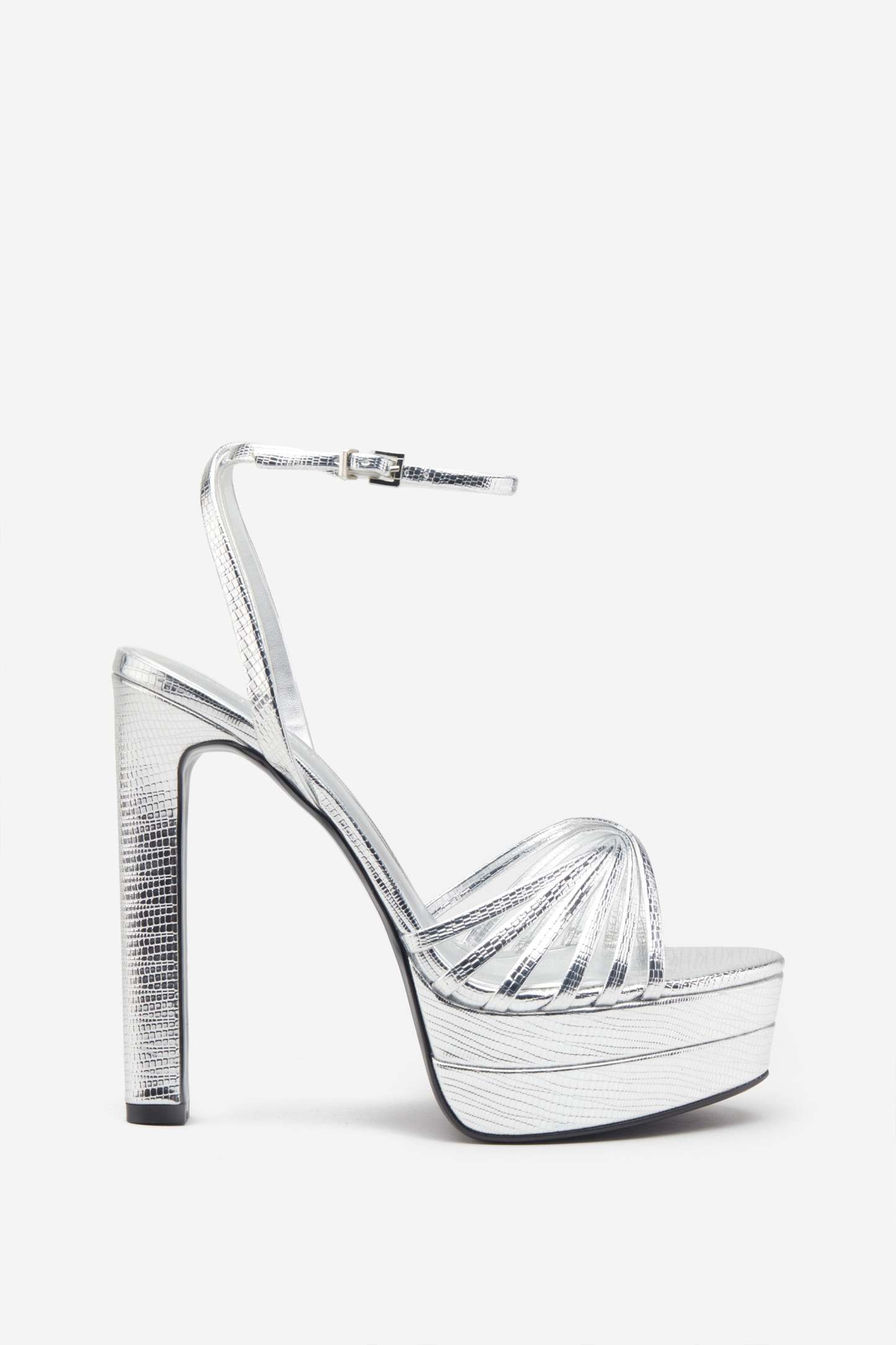 Mirror Mirror Silver Snakeskin Strappy Heeled Platform Sandals-Babyboo Dress Store. All Rights Reserved.