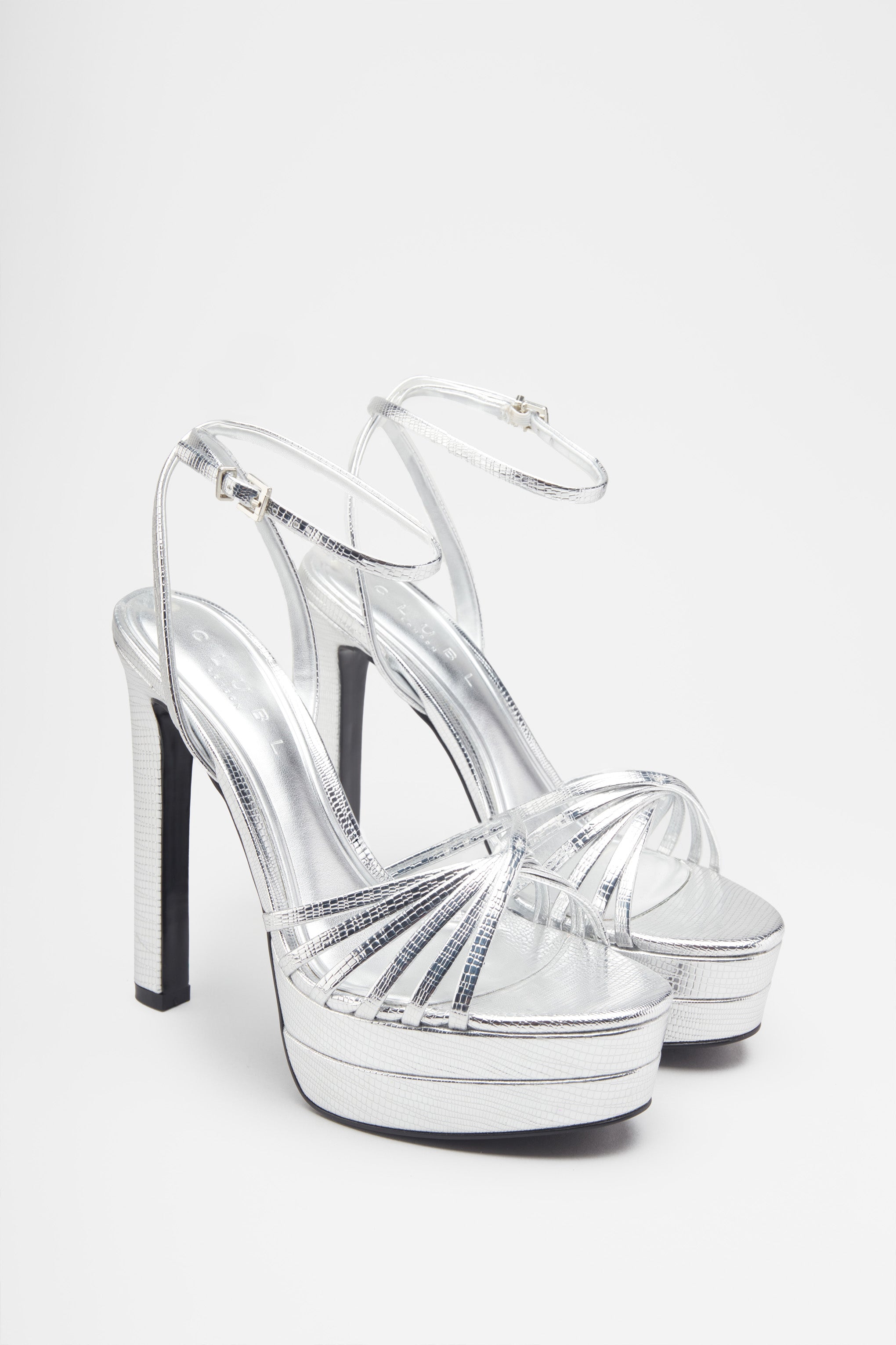 Mirror Mirror Silver Snakeskin Strappy Heeled Platform Sandals-Babyboo Dress Store. All Rights Reserved.