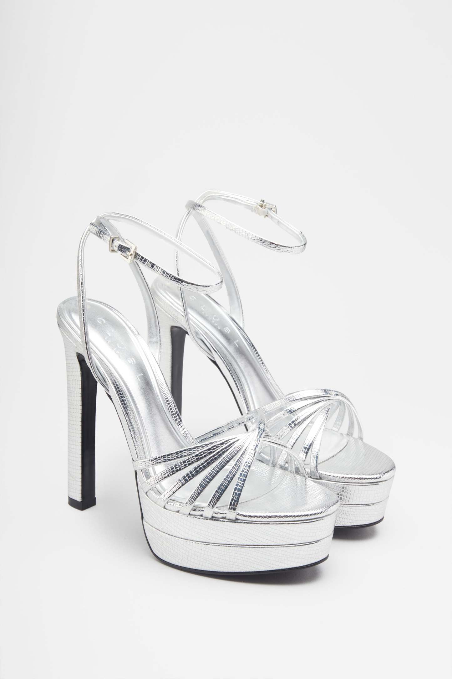 Mirror Mirror Silver Snakeskin Strappy Heeled Platform Sandals-Babyboo Dress Store. All Rights Reserved.