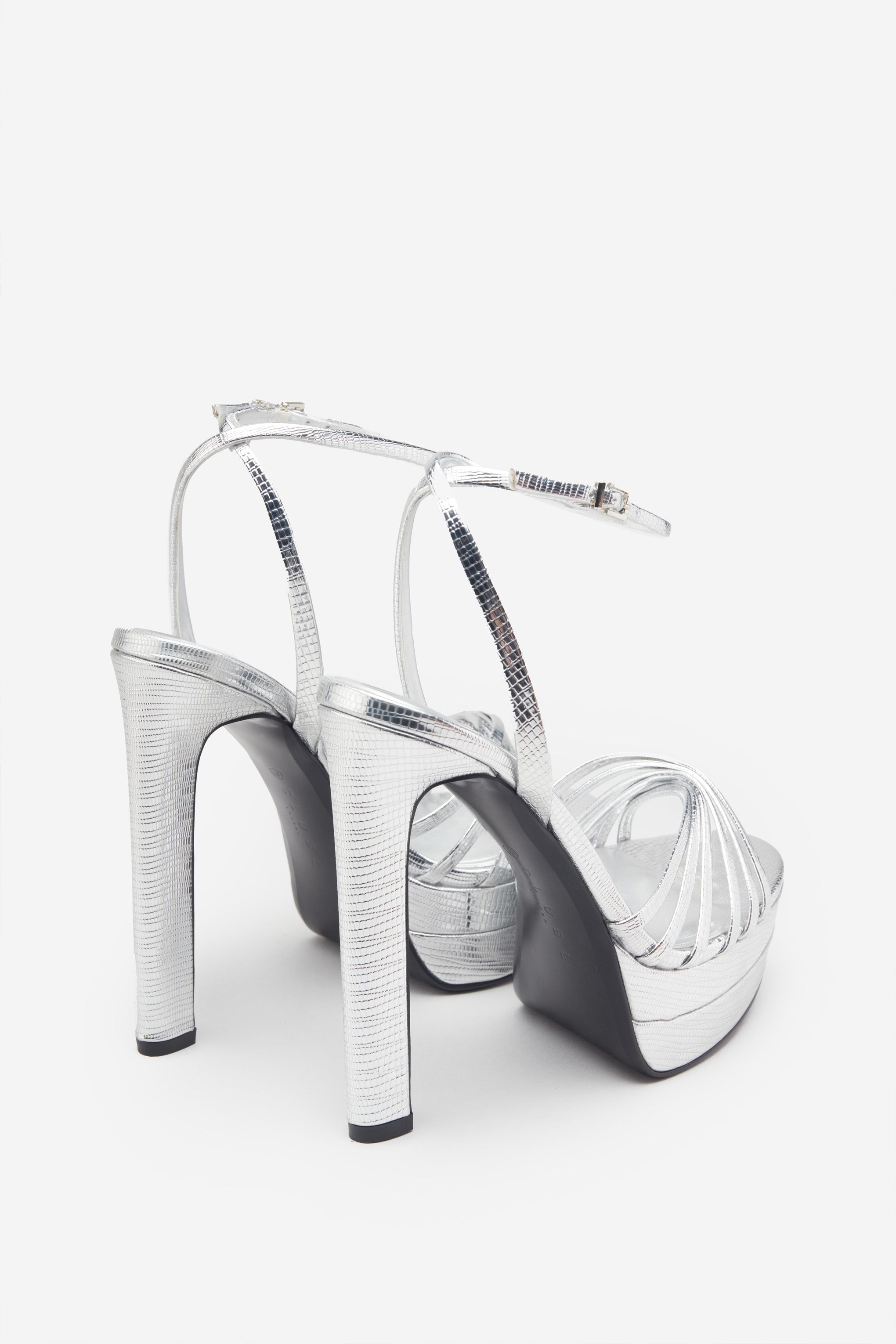 Mirror Mirror Silver Snakeskin Strappy Heeled Platform Sandals-Babyboo Dress Store. All Rights Reserved.