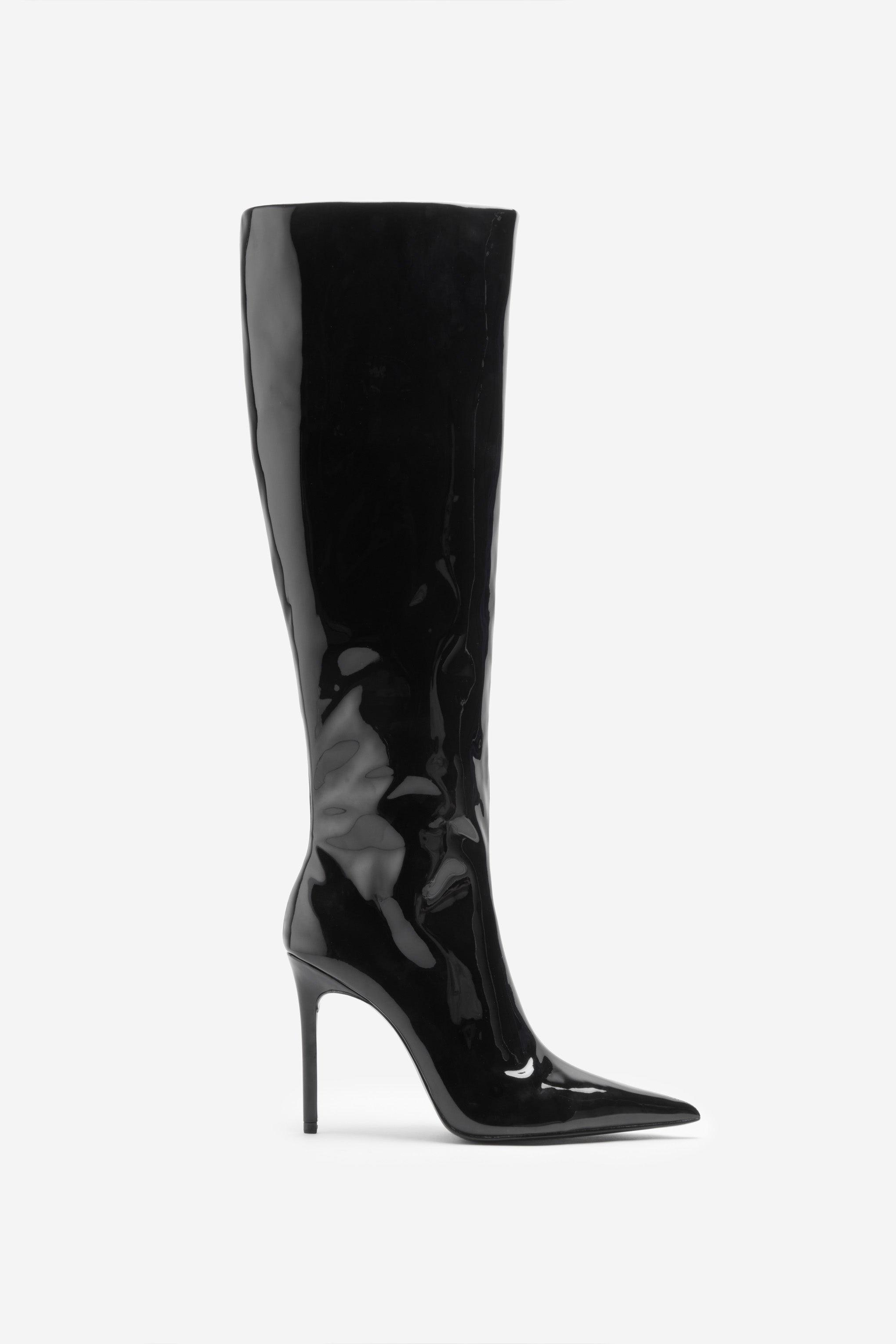 Over It Black Fitted Over-Knee Pointed Heeled Boots-Babyboo Dress Store. All Rights Reserved.