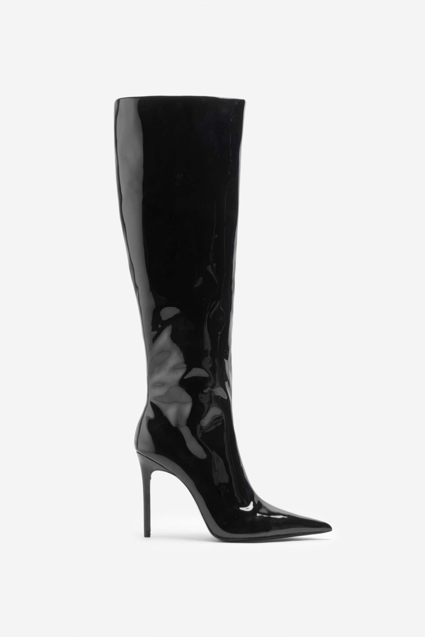 Over It Black Fitted Over-Knee Pointed Heeled Boots-Babyboo Dress Store. All Rights Reserved.