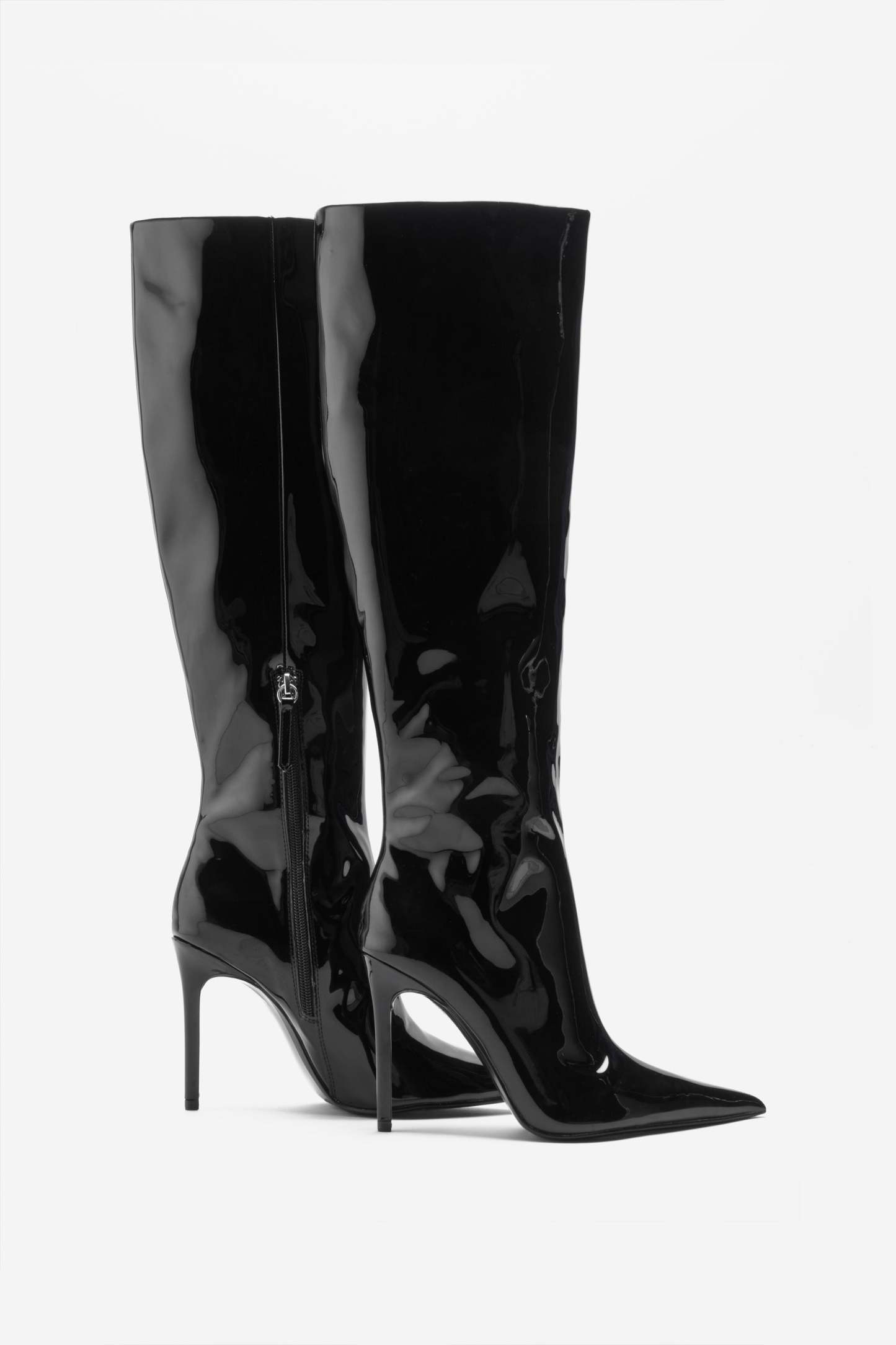 Over It Black Fitted Over-Knee Pointed Heeled Boots-Babyboo Dress Store. All Rights Reserved.