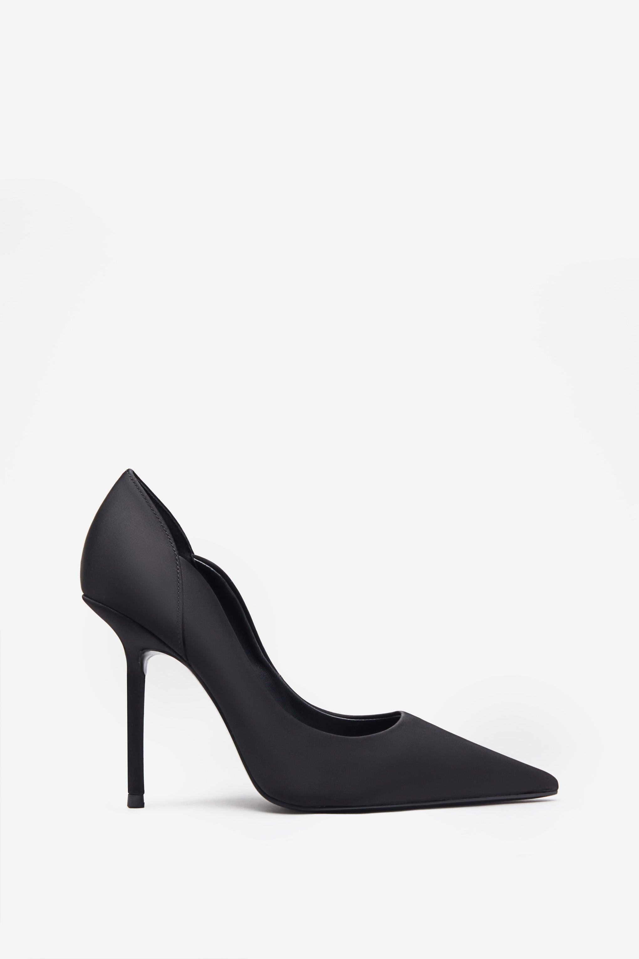 Blade Black Satin Court Heels With Scallop Edge