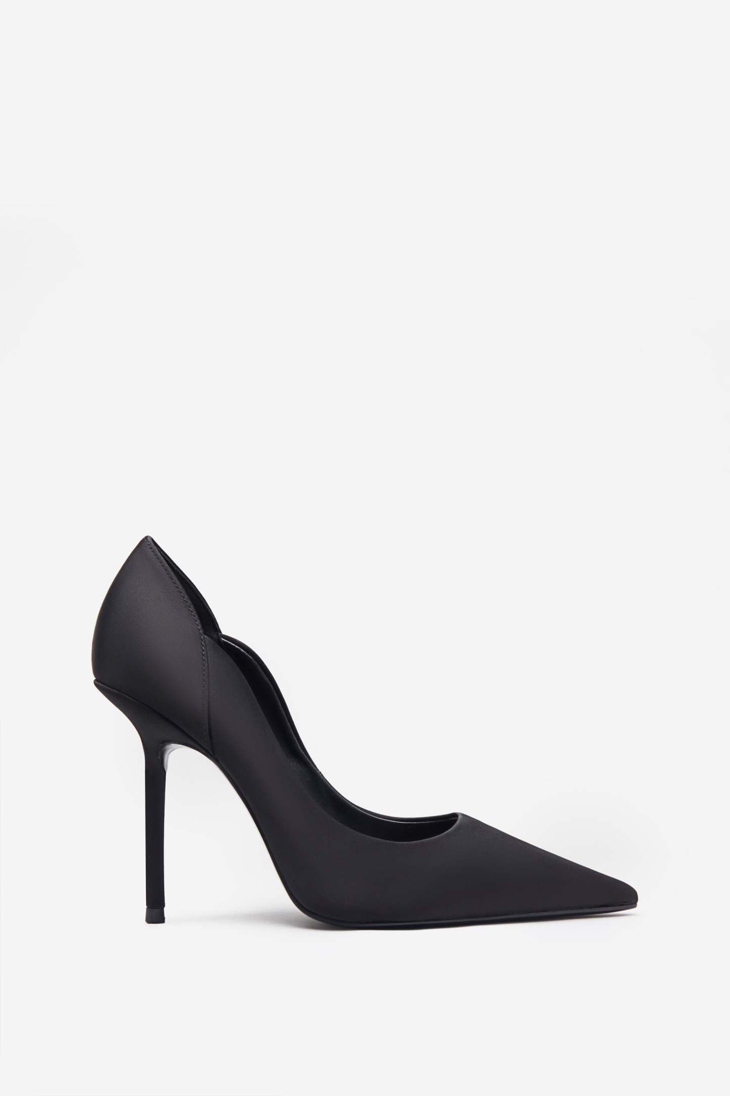 Blade Black Satin Court Heels With Scallop Edge