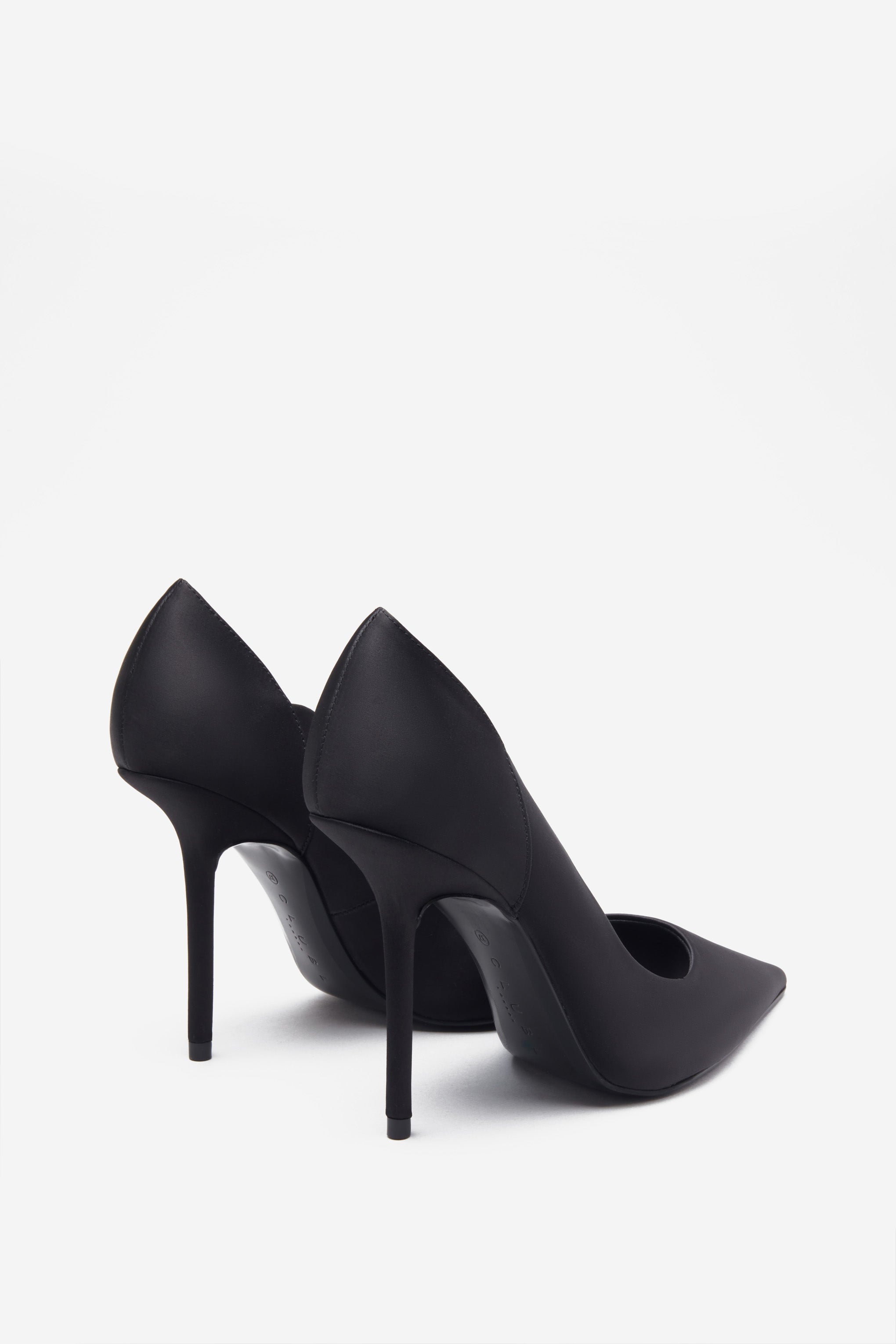 Blade Black Satin Court Heels With Scallop Edge