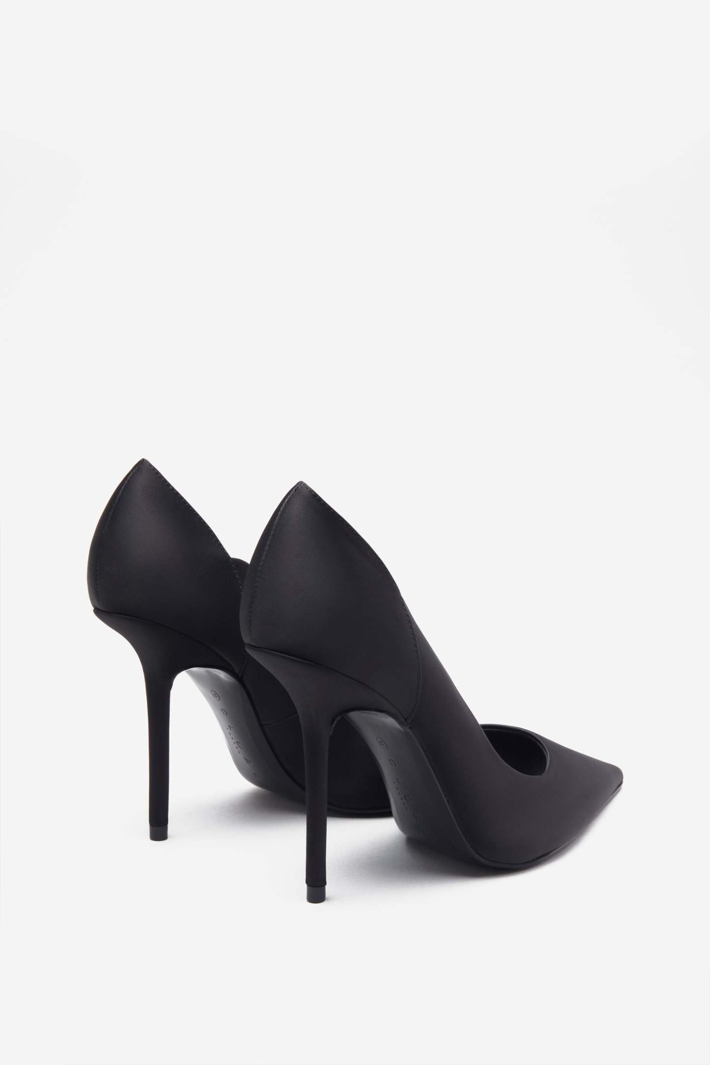 Blade Black Satin Court Heels With Scallop Edge