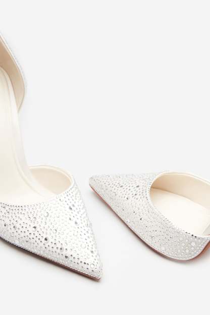 Catcher Ivory Diamante Pointed Court Heels-Babyboo Dress Store. All Rights Reserved.
