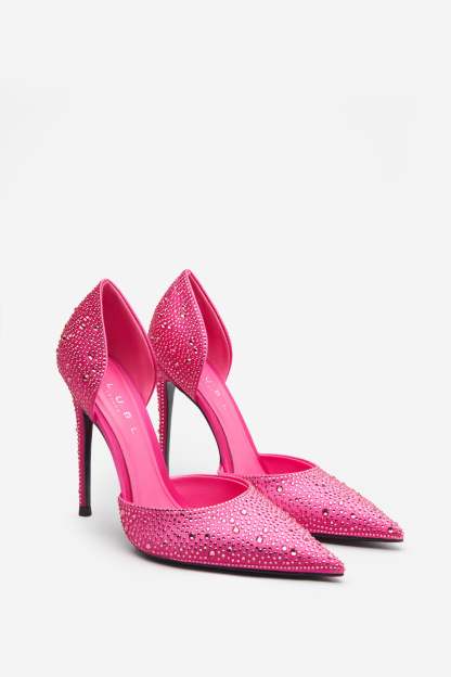 Catcher Pink Diamante Pointed Court Heels-Babyboo Dress Store. All Rights Reserved.