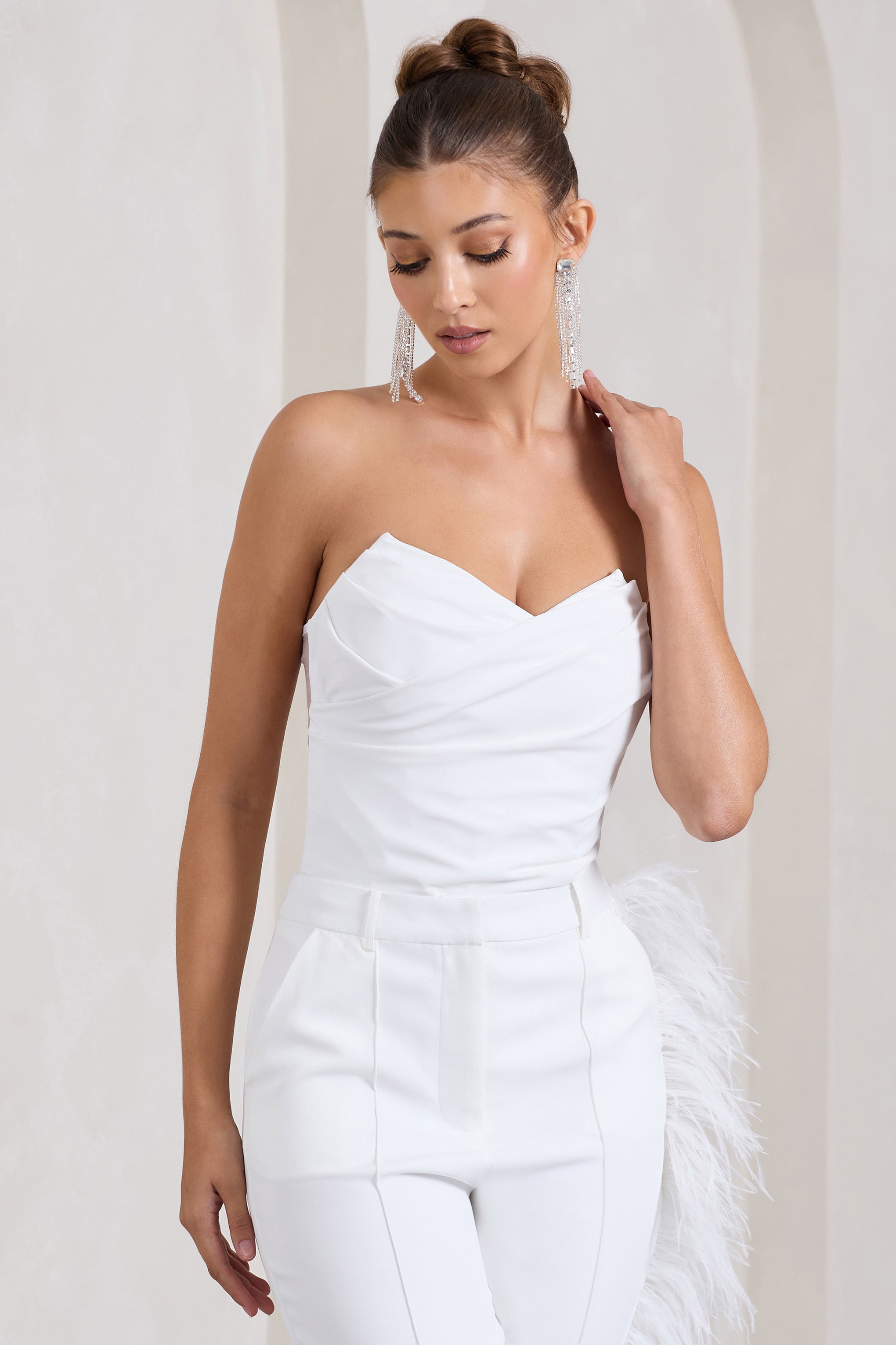 Coupled Up White Corset Strapless Bodysuit-Babyboo Dress Store. All Rights Reserved.