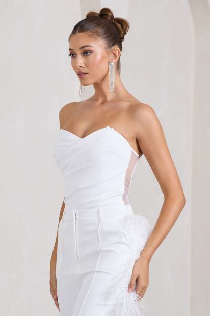 Coupled Up White Corset Strapless Bodysuit-Babyboo Dress Store. All Rights Reserved.