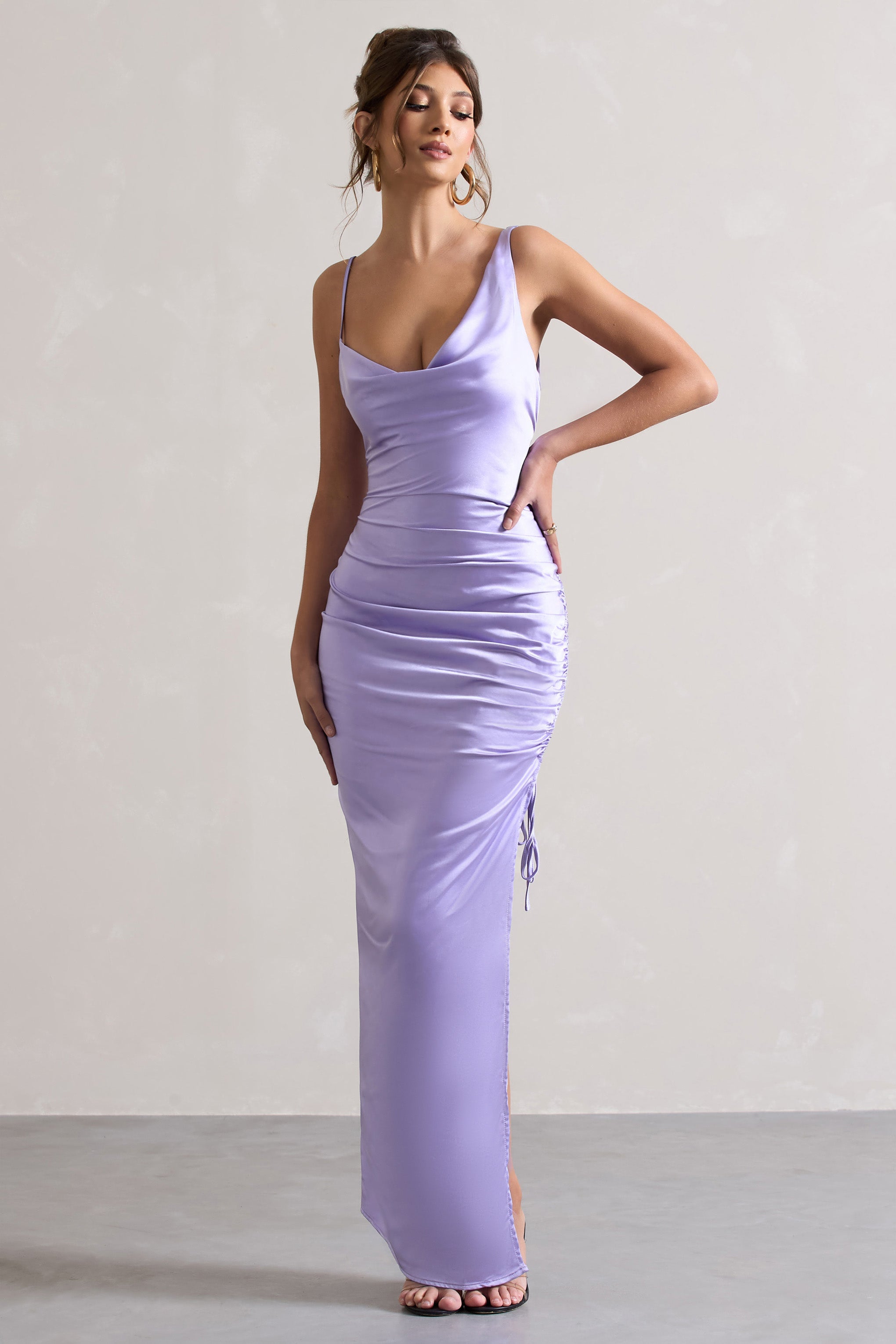 Belonging Lilac Ruched Cowl Maxi Dress