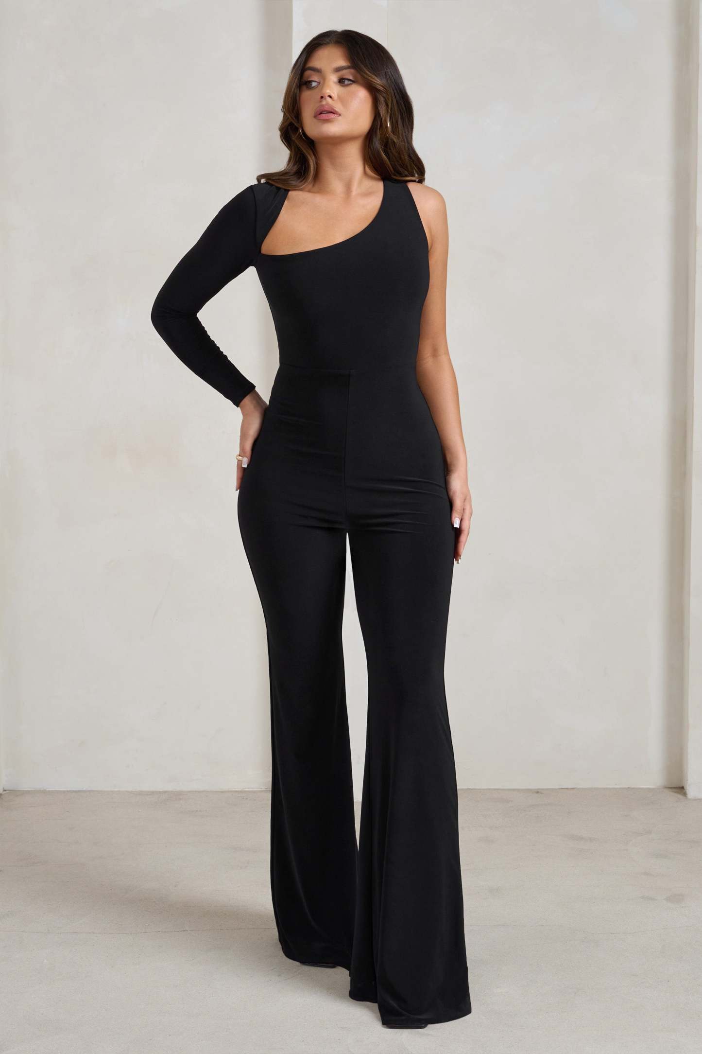 Dancefloor Blitz Black One Shoulder Jumpsuit-Babyboo Dress Store. All Rights Reserved.