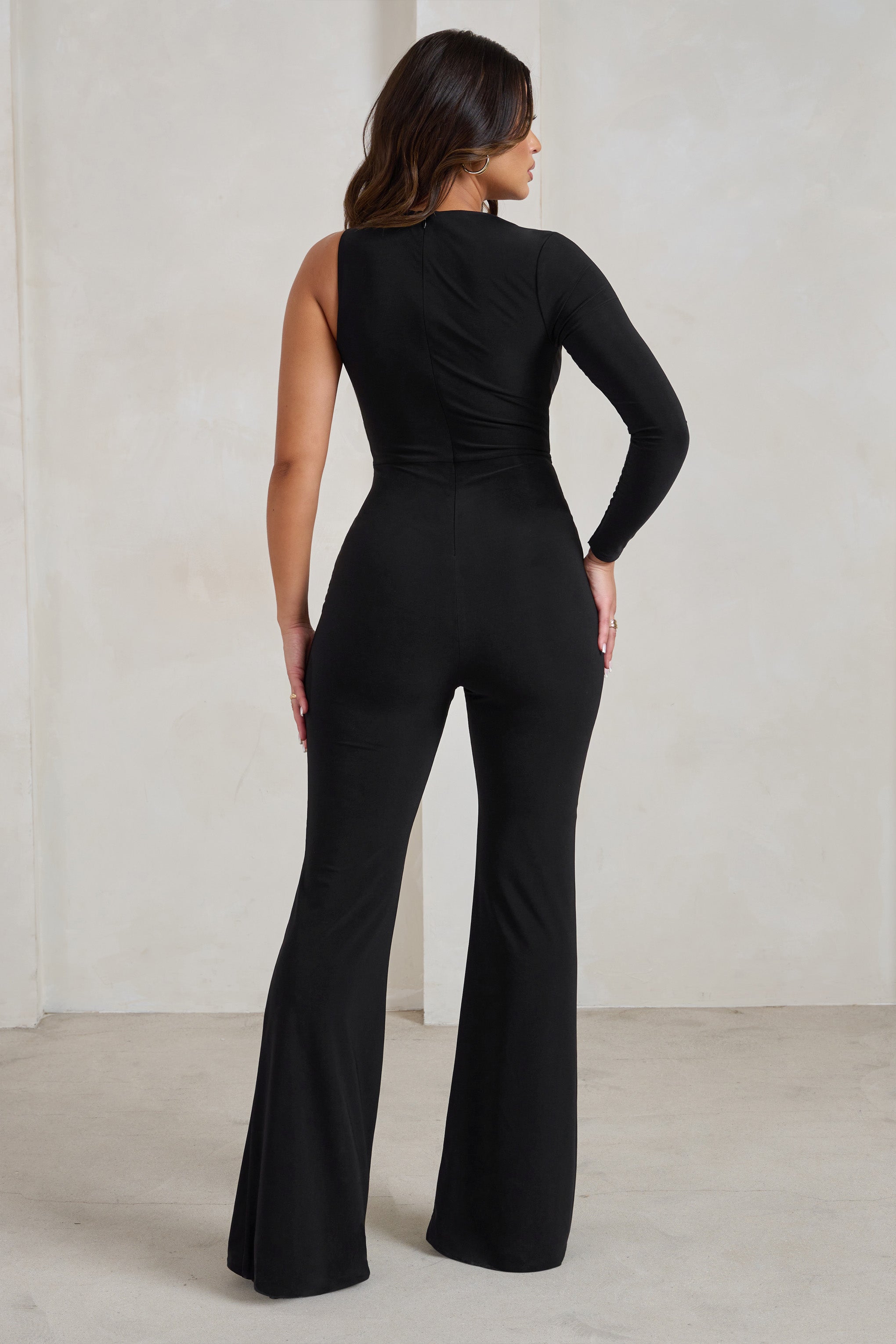Dancefloor Blitz Black One Shoulder Jumpsuit-Babyboo Dress Store. All Rights Reserved.