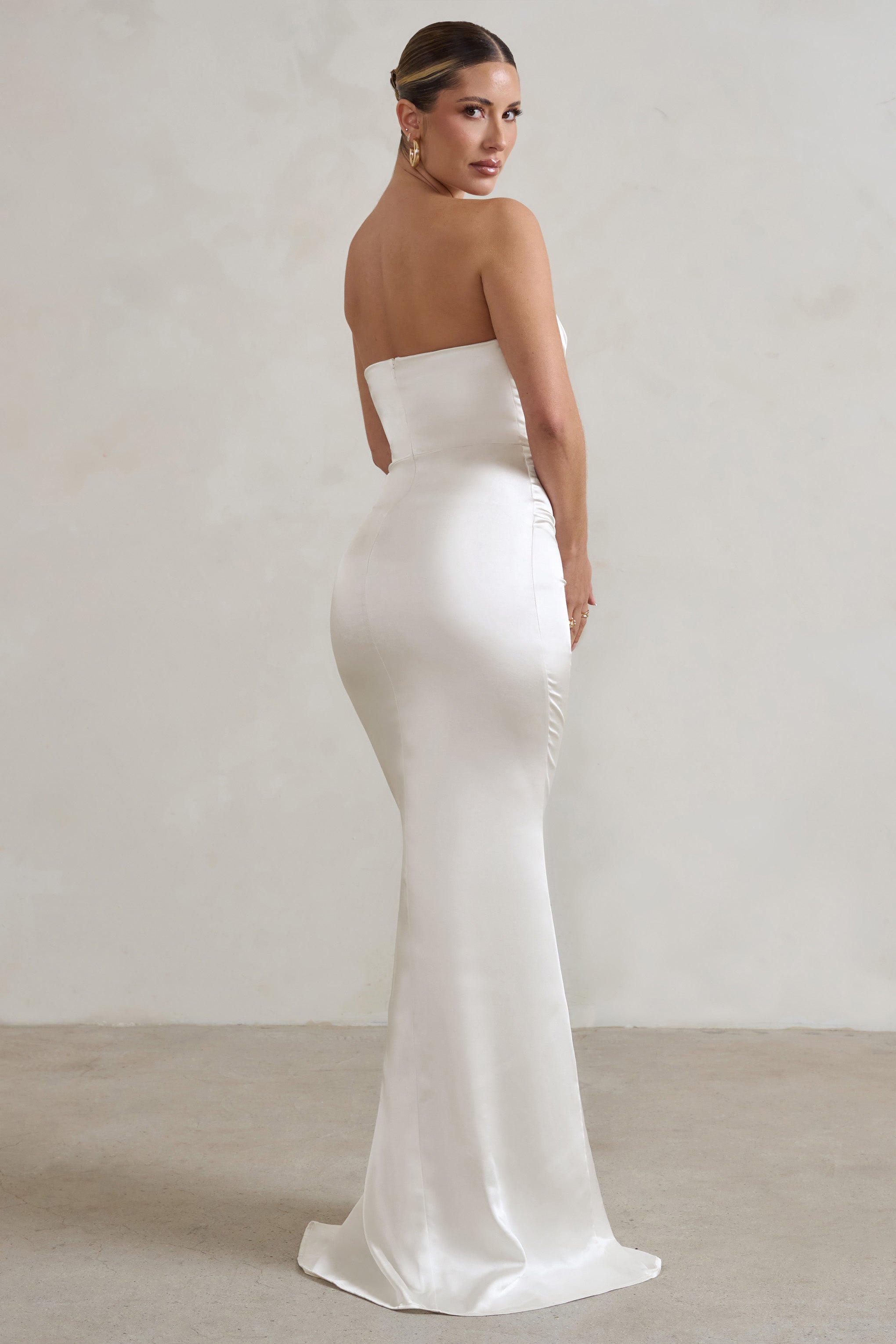 Coraline White Strapless Maxi Dress With Split-Babyboo Dress Store. All Rights Reserved.