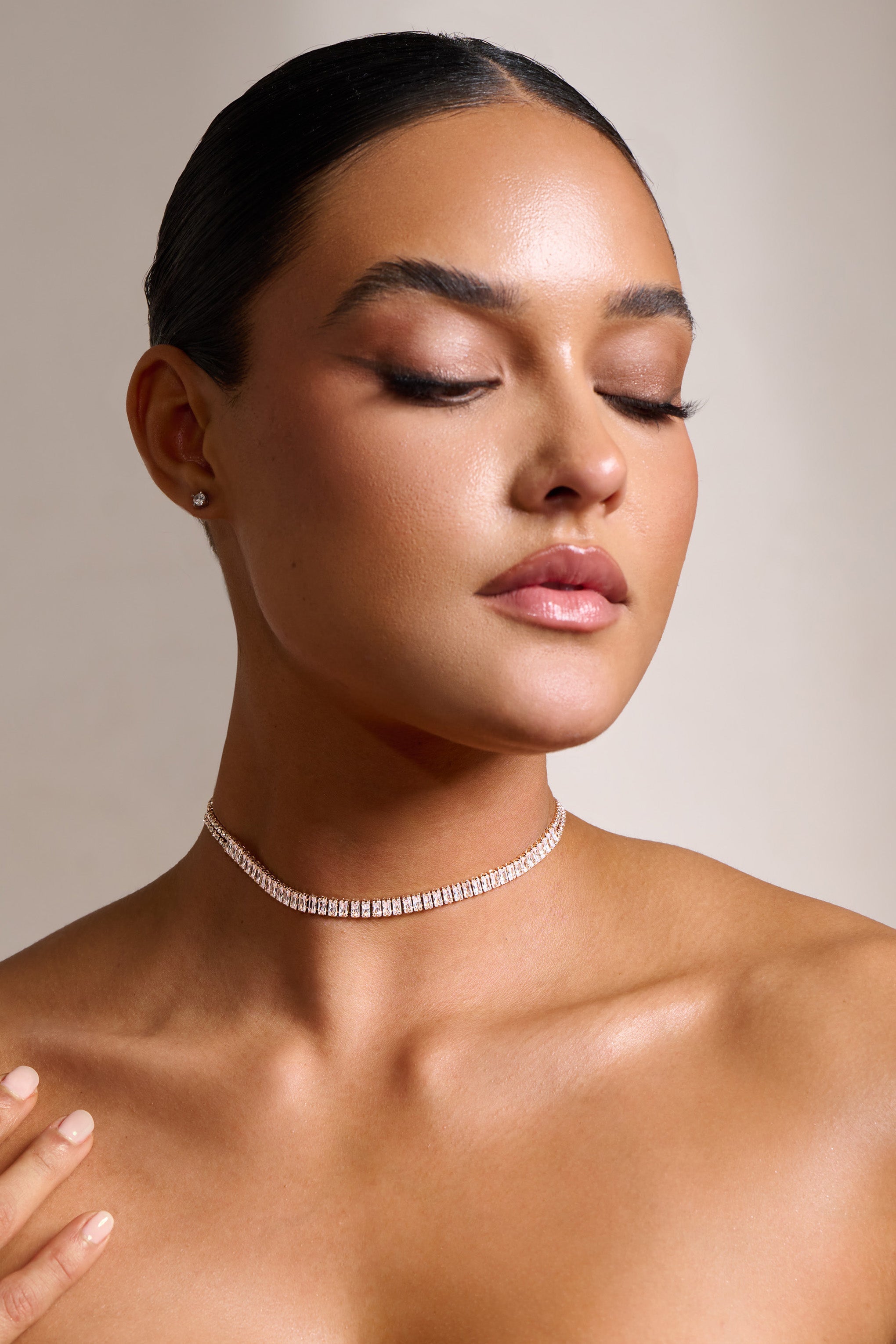 Morgan Gold Diamante Tennis Necklace-Babyboo Dress Store. All Rights Reserved.